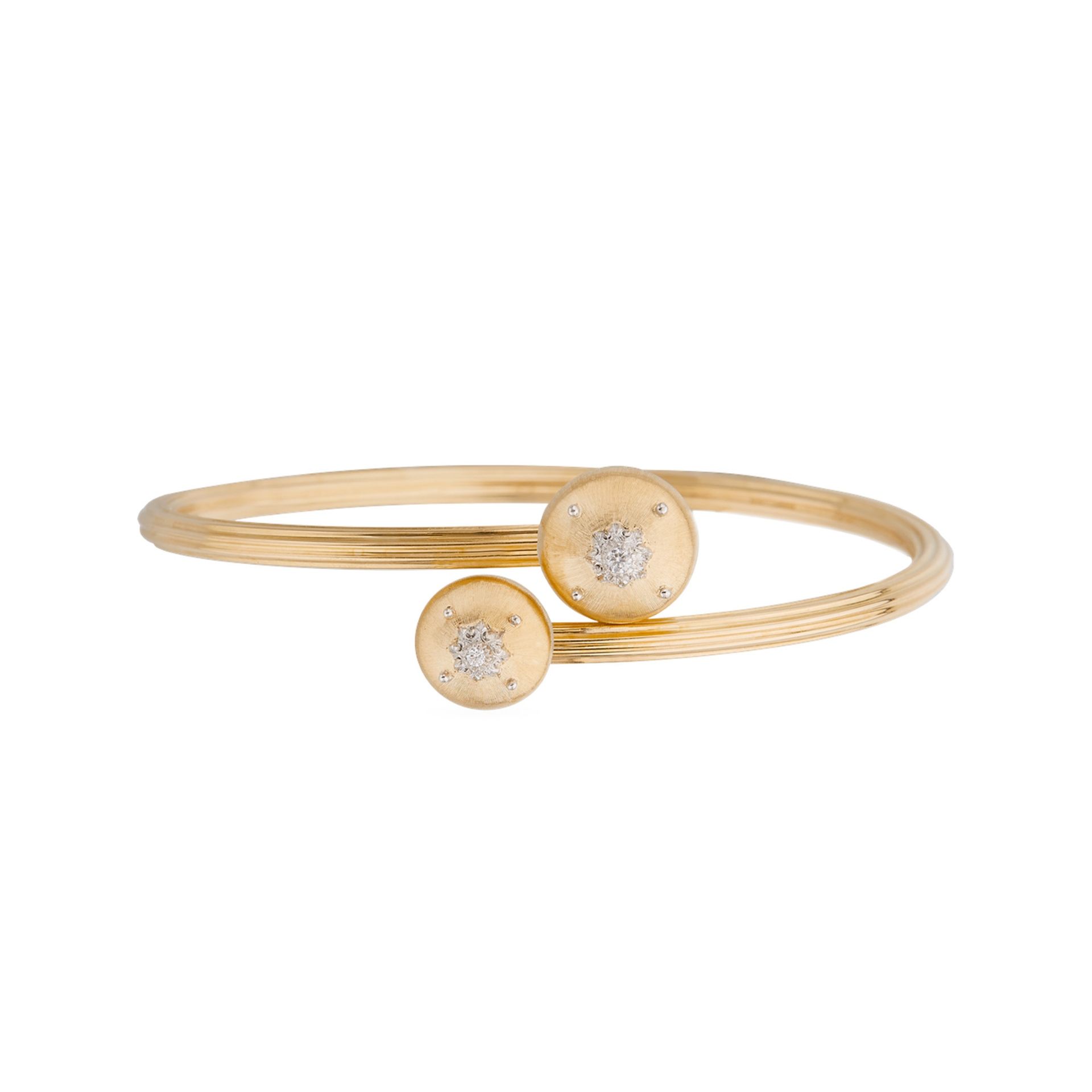 BUCCELLATI Bracciale Macri Classica in Oro Giallo e Bianco con Diamanti Rotondi  JAUBRA014968