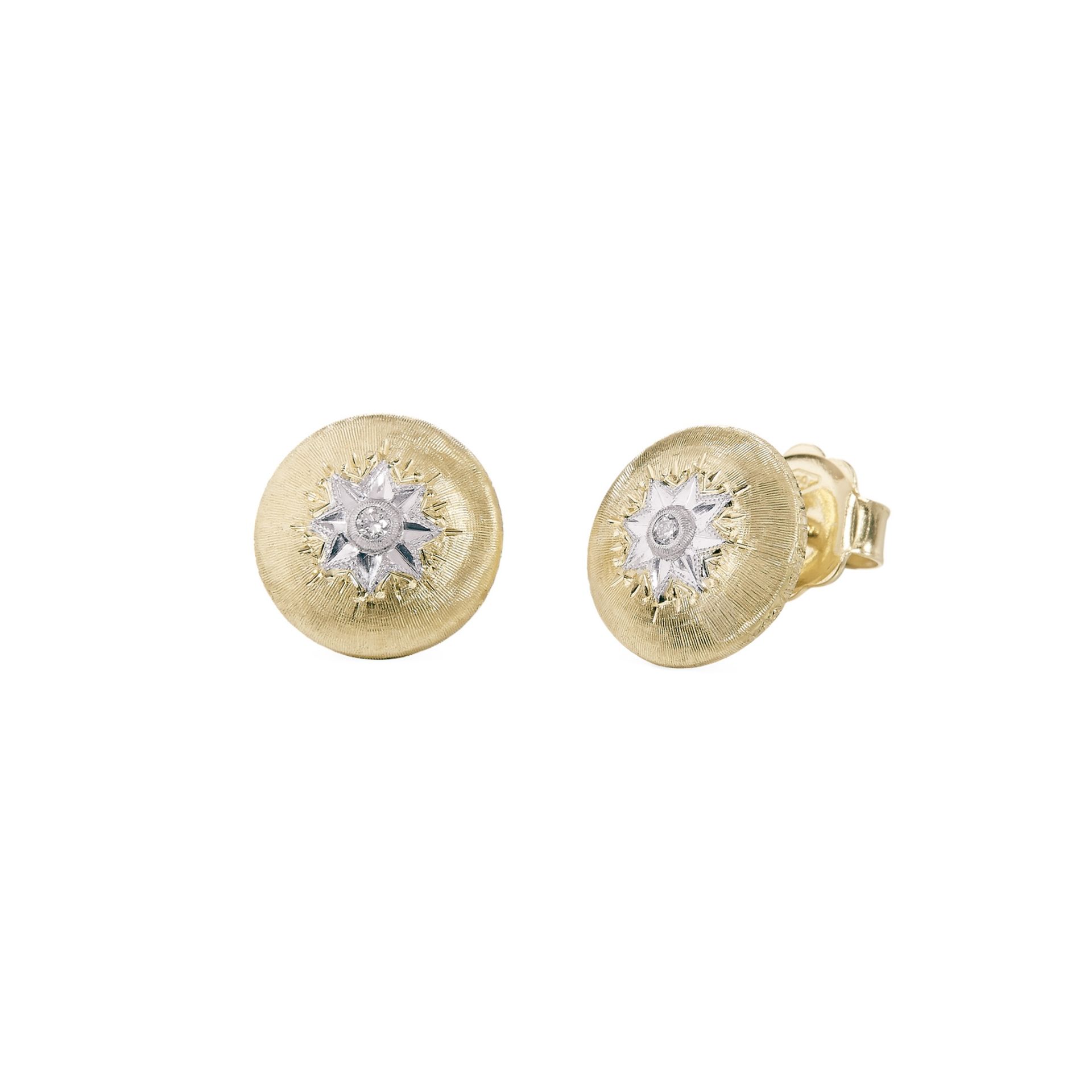 BUCCELLATI Orecchini a Bottone Macri Classica in Oro Giallo e Bianco con Diamanti  JAUEAR014740