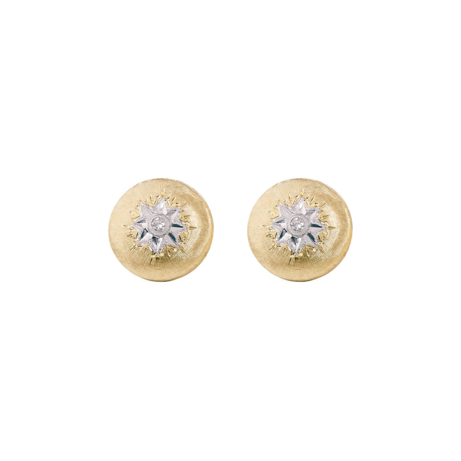 BUCCELLATI Orecchini a Bottone Macri Classica in Oro Giallo e Bianco con Diamanti  JAUEAR014740