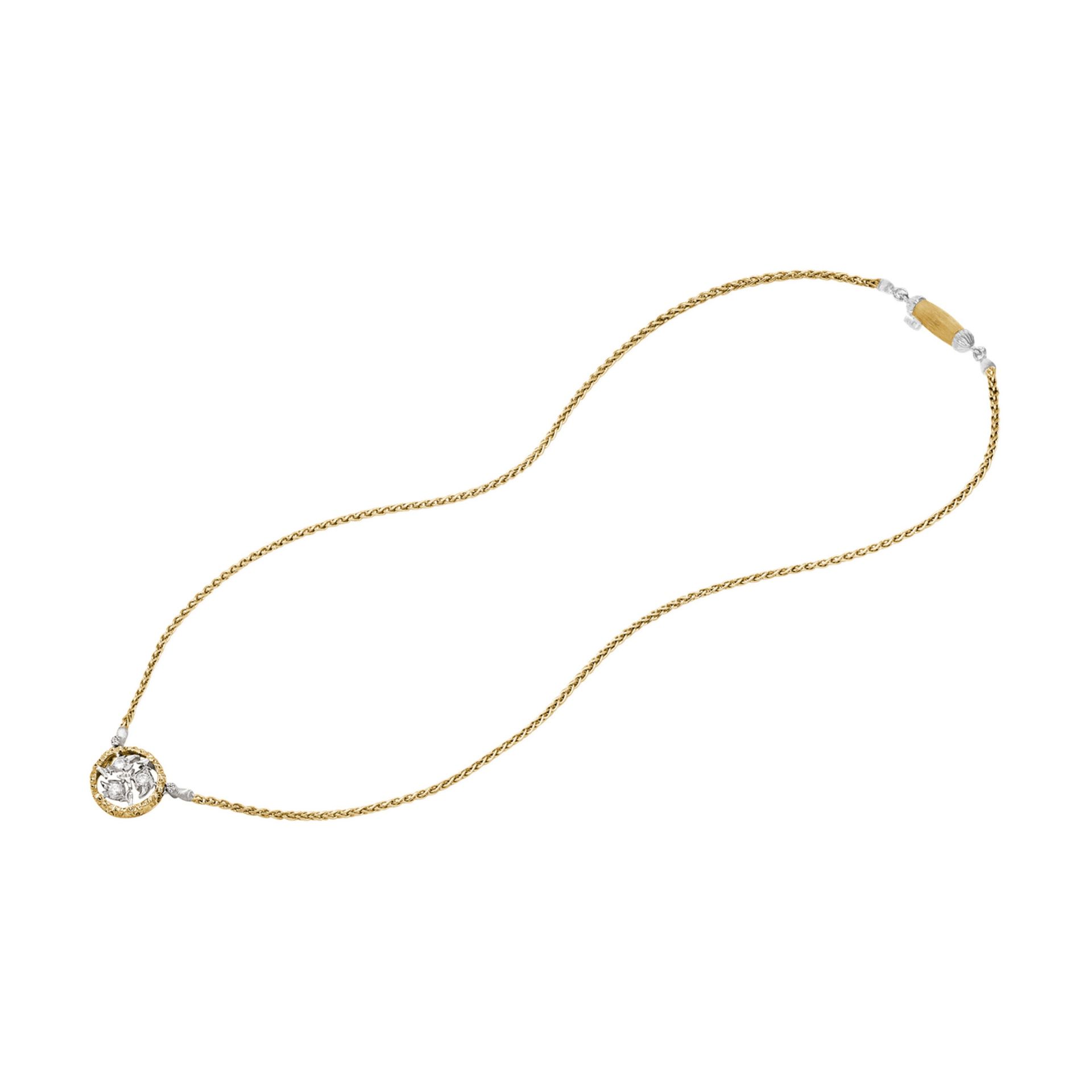 BUCCELLATI Pendente Ramage in Oro Giallo e Bianco con Diamanti Rotondi  JAUPEN014333