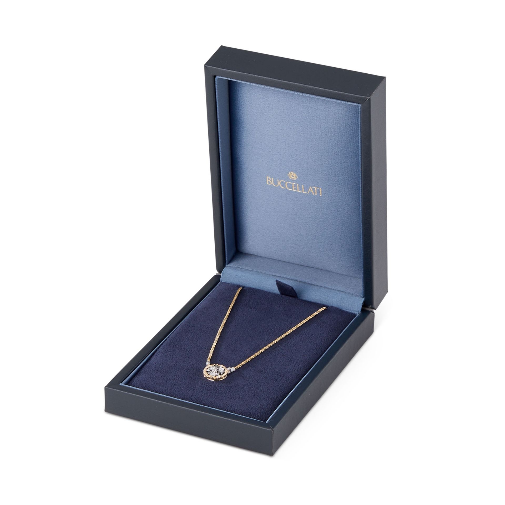 BUCCELLATI Pendente Ramage in Oro Giallo e Bianco con Diamanti Rotondi  JAUPEN014333