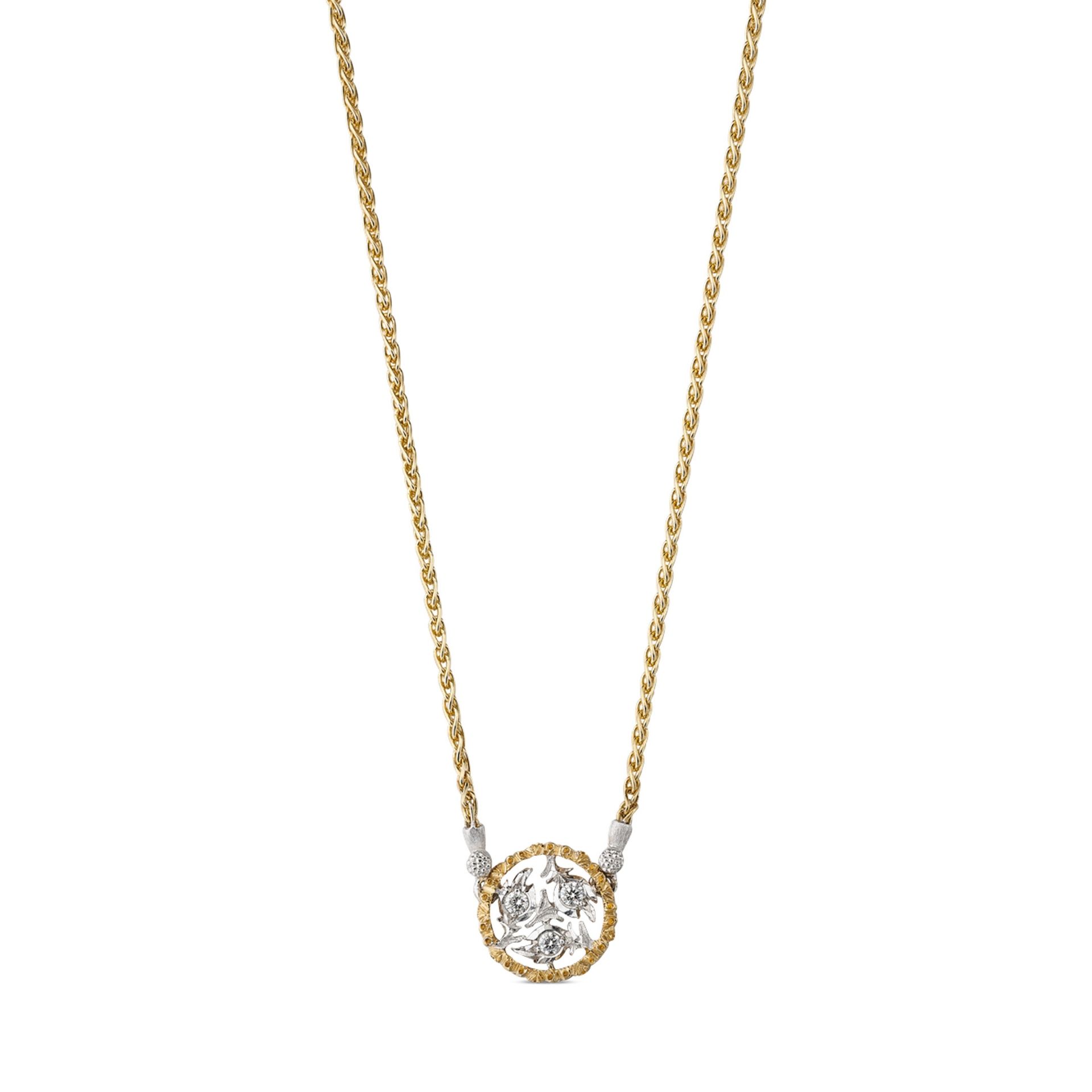 BUCCELLATI Pendente Ramage in Oro Giallo e Bianco con Diamanti Rotondi  JAUPEN014333