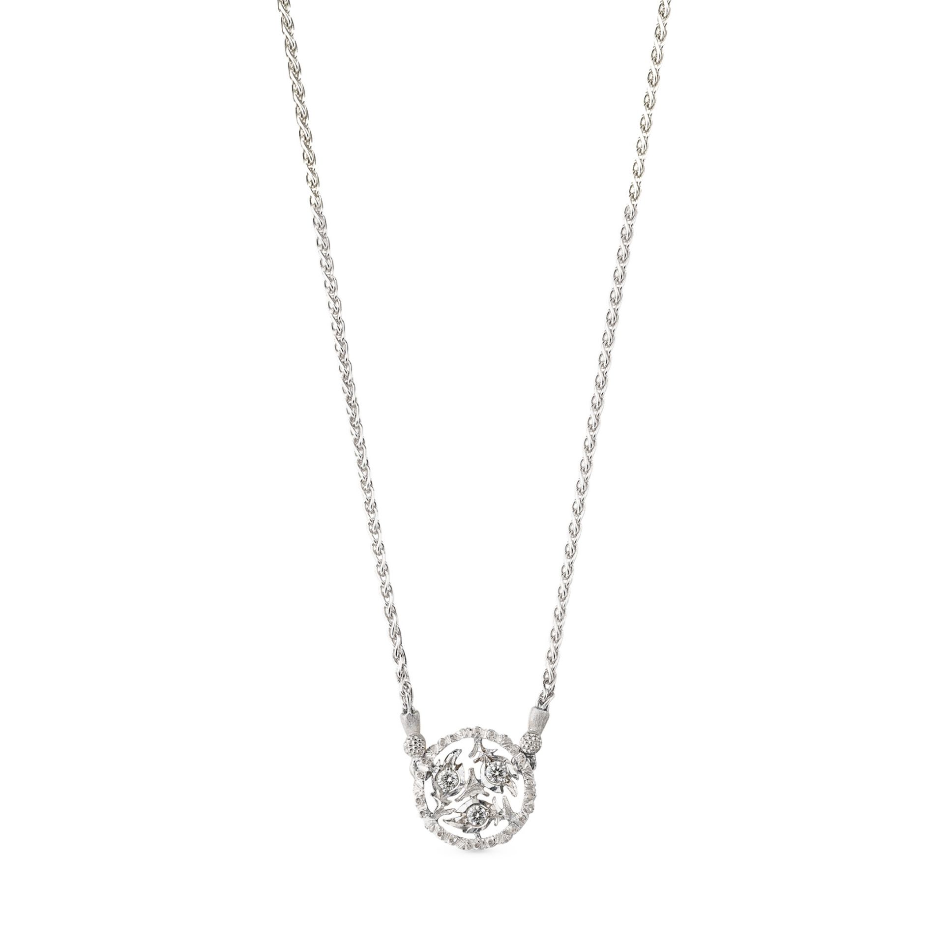 BUCCELLATI Pendente Ramage in Oro Bianco con Diamanti Rotondi  JAUPEN014288