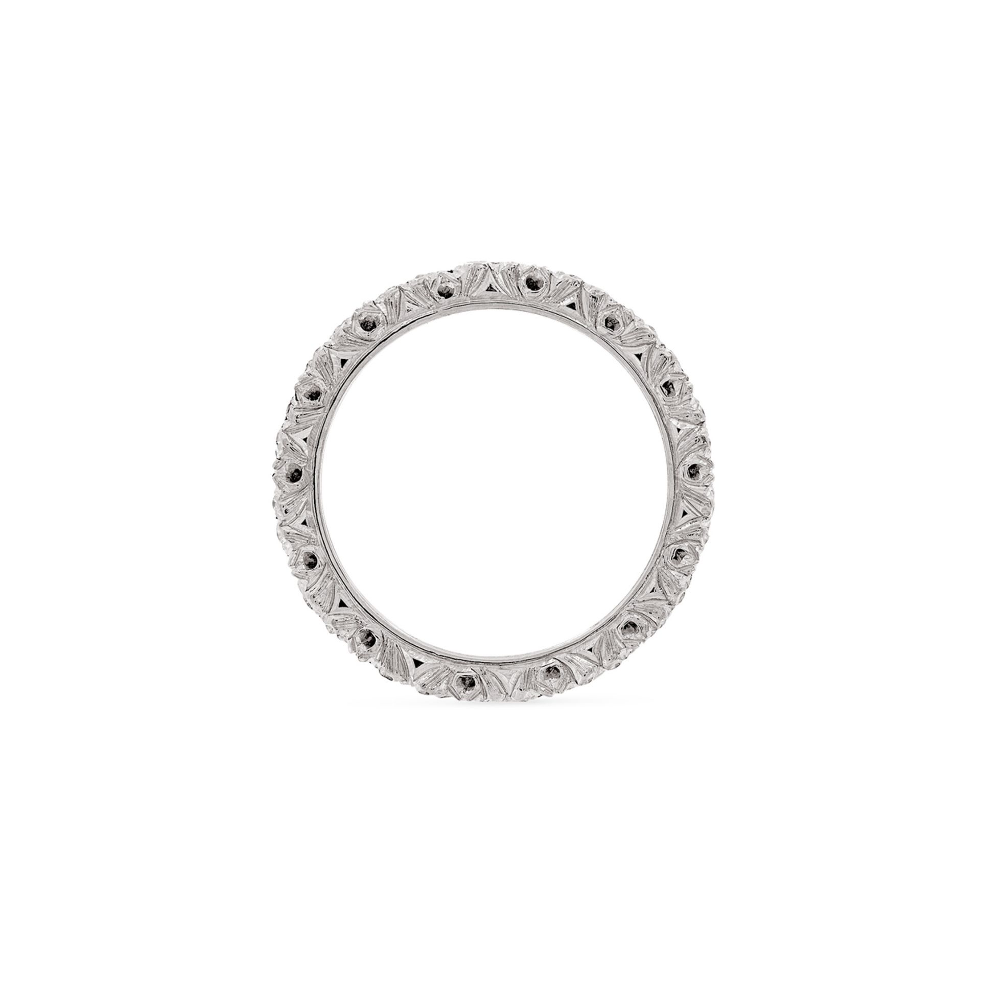 BUCCELLATI Anello Eternelle Ramage in Oro Bianco con Diamanti Rotondi  JAUETE013249