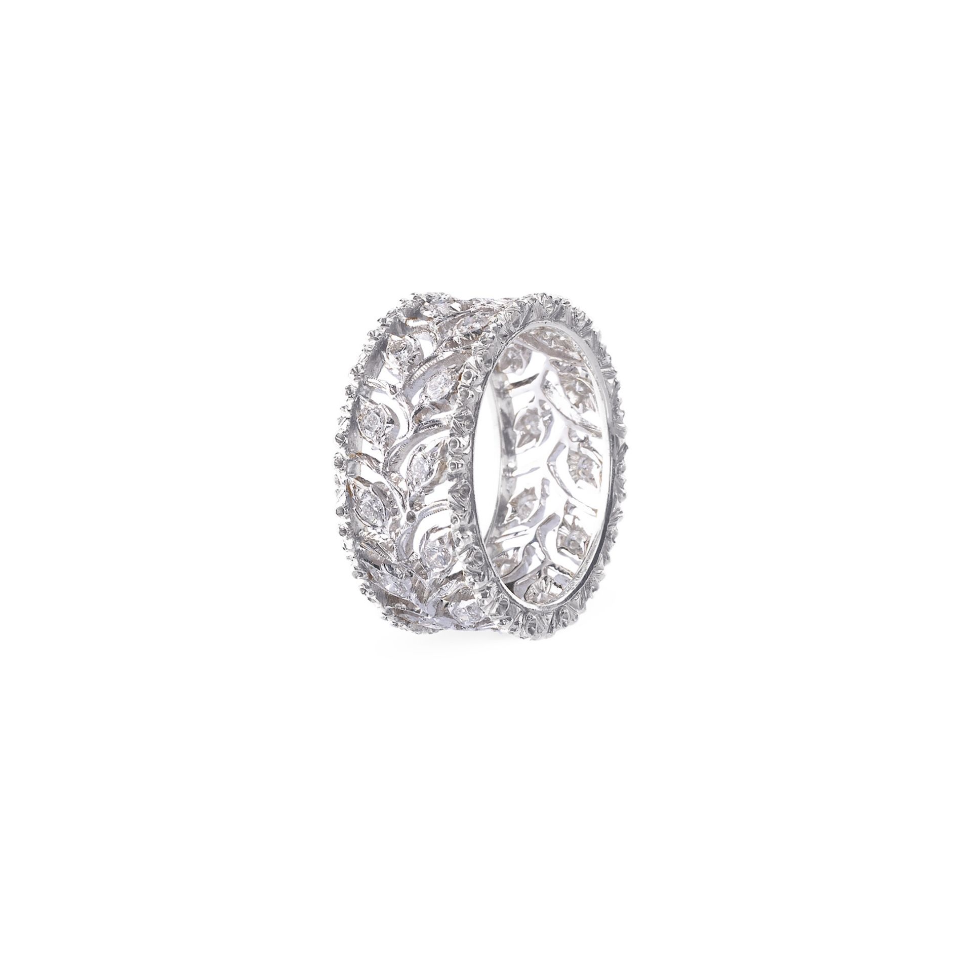 BUCCELLATI Anello Eternelle Ramage in Oro Bianco con Diamanti  JAUETE008439