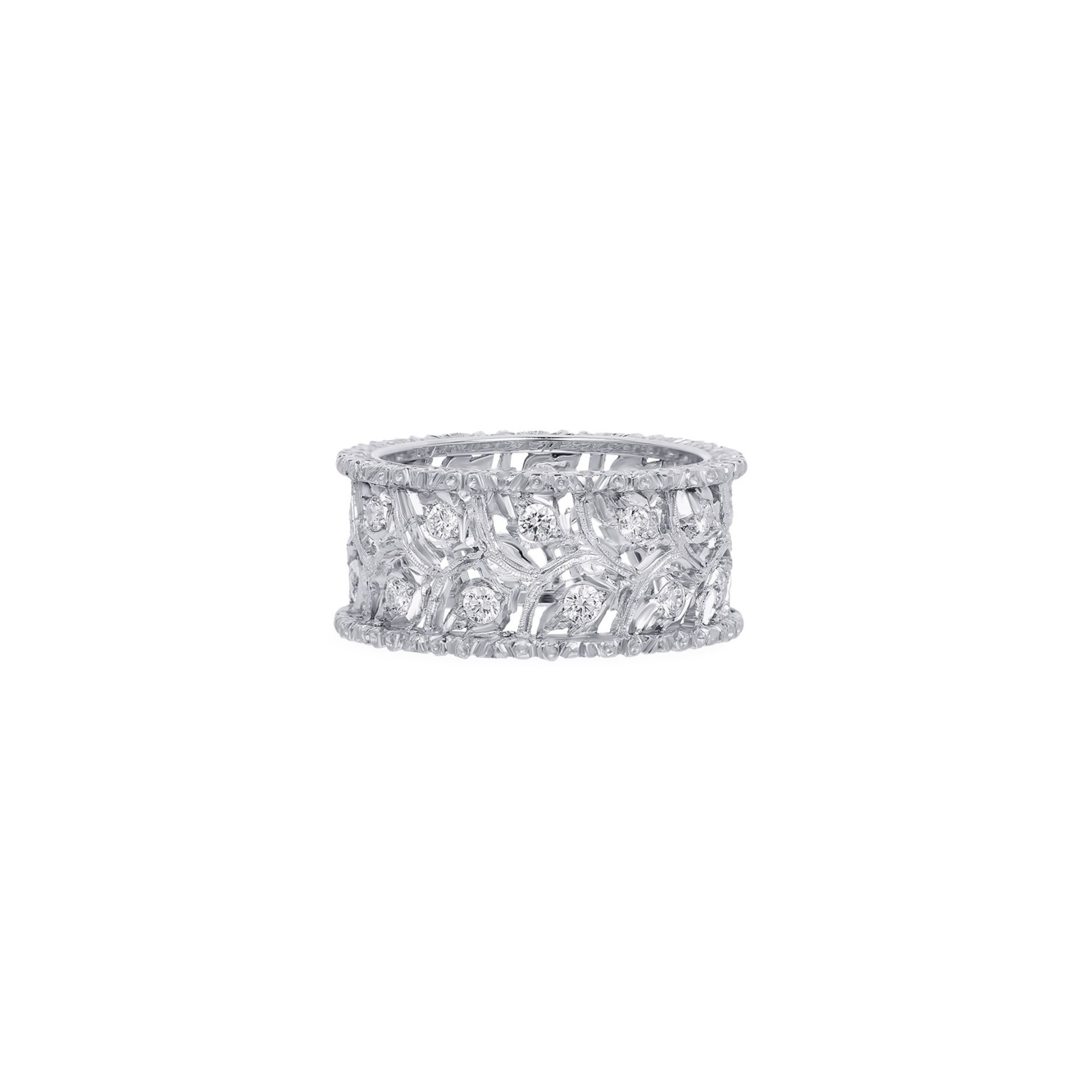 BUCCELLATI Anello Eternelle Ramage in Oro Bianco con Diamanti  JAUETE008439