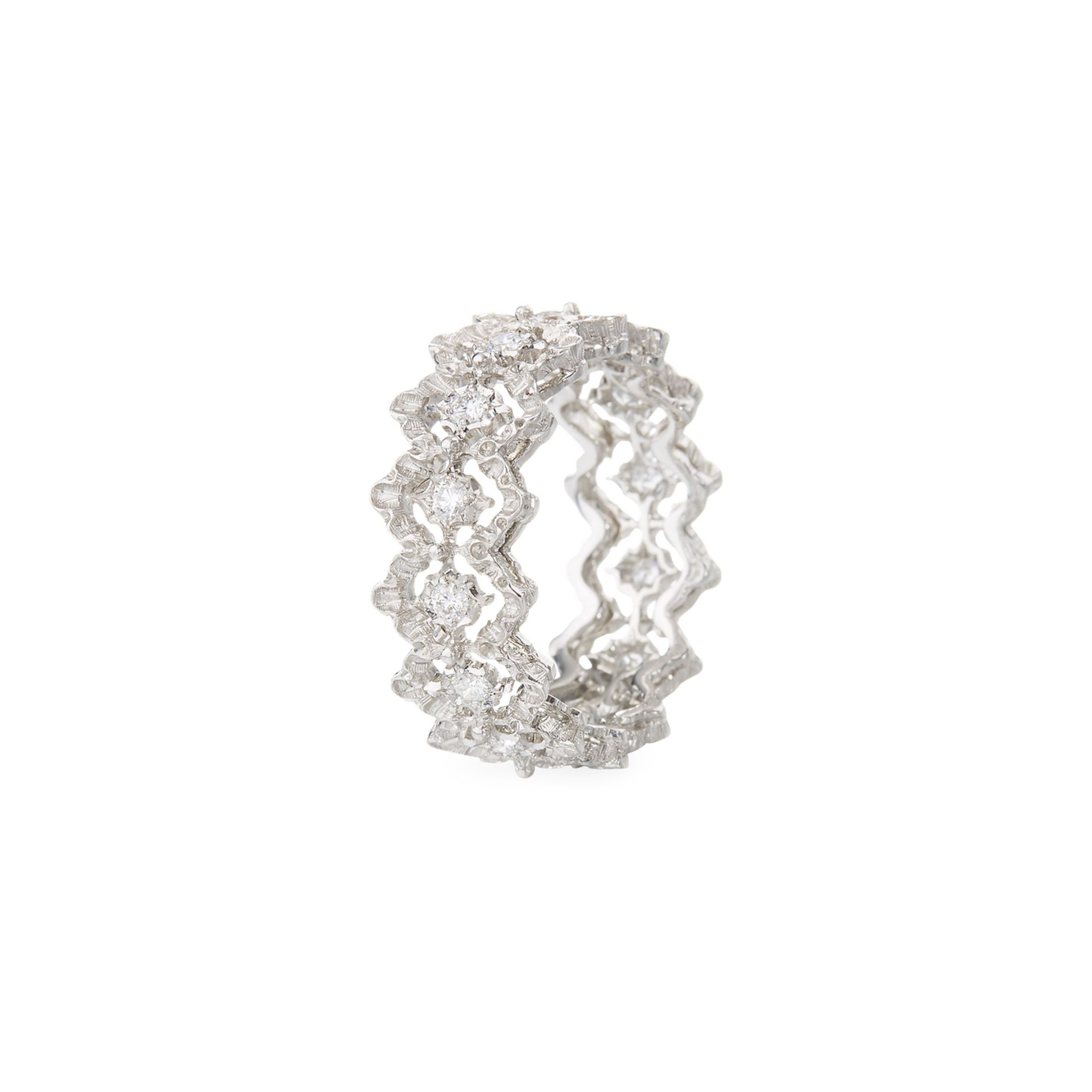 BUCCELLATI Anello Eternelle Rombi in Oro Bianco con Diamanti Rotondi  JAUETE015409