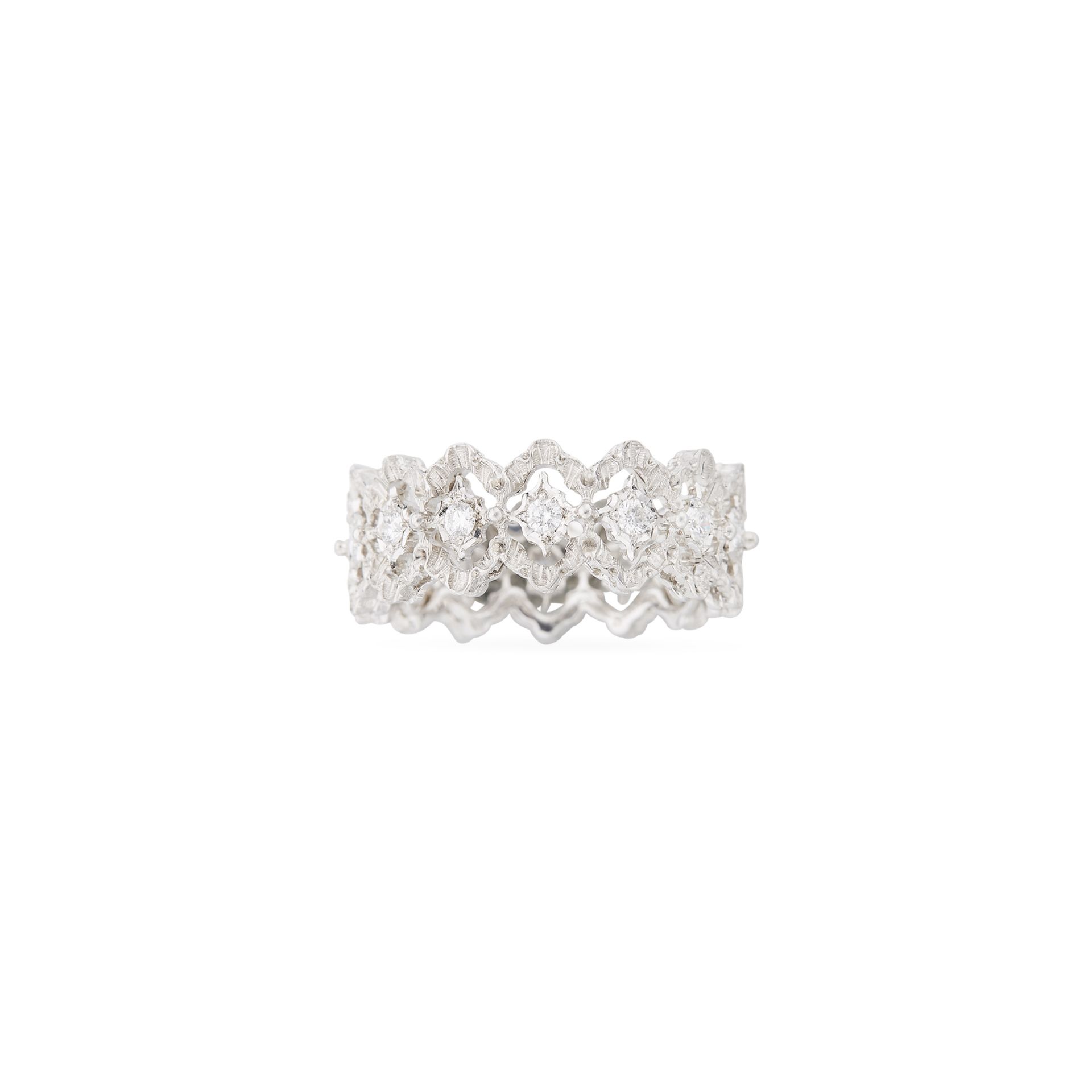 BUCCELLATI Anello Eternelle Rombi in Oro Bianco con Diamanti Rotondi  JAUETE015409