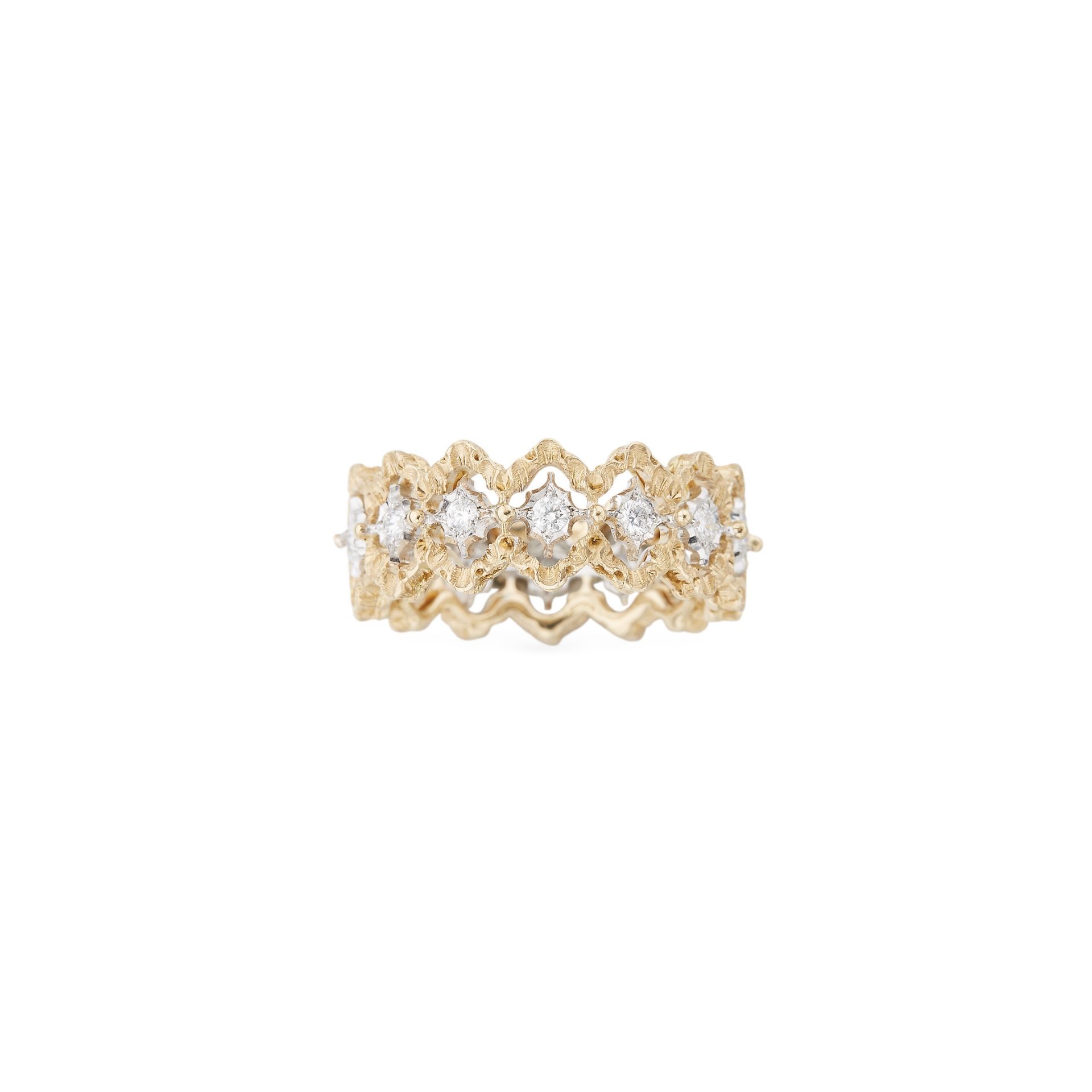 BUCCELLATI Anello Eternelle Rombi in Oro Bianco e Giallo con Diamanti  JAUETE015408