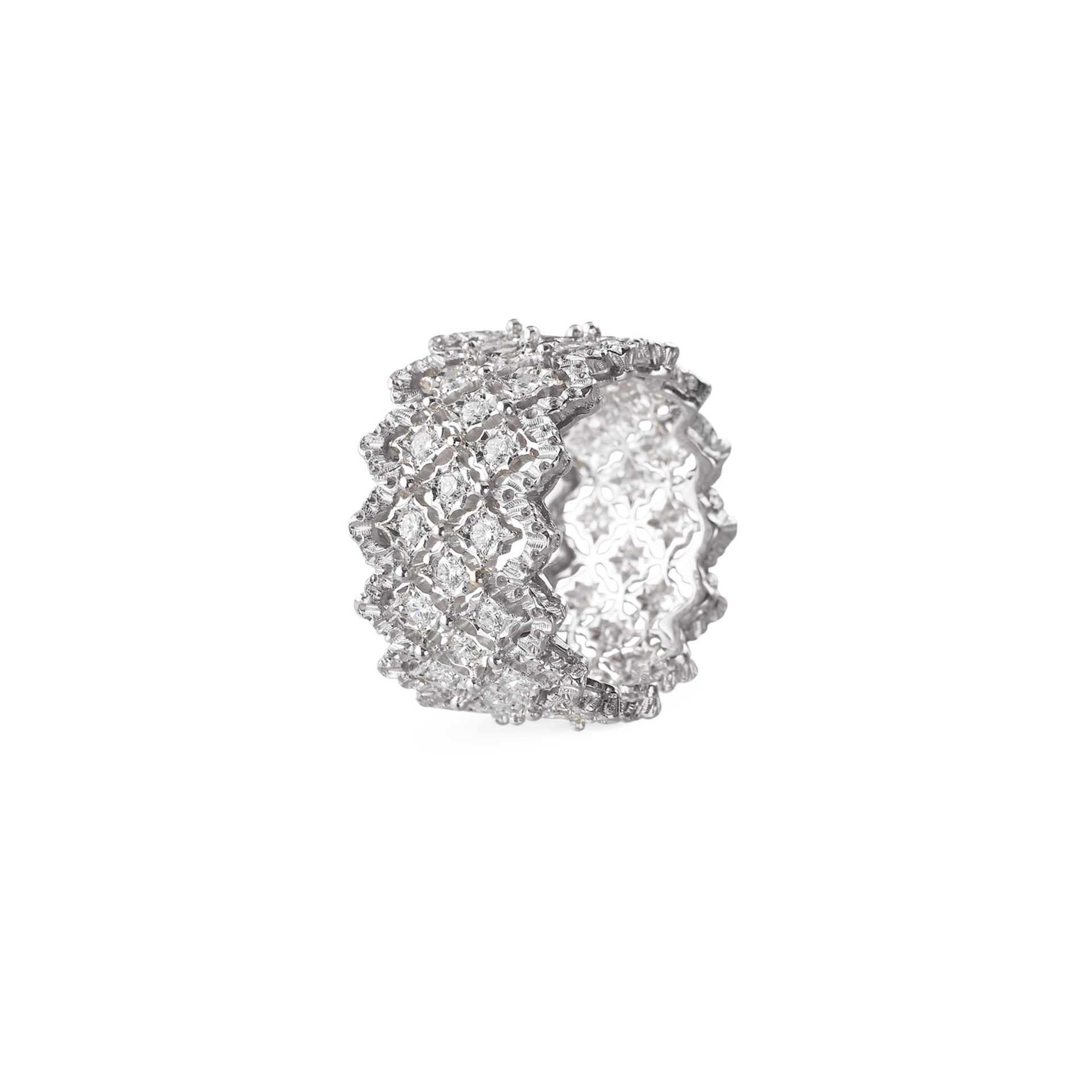 BUCCELLATI Anello Eternelle Rombi in Oro Bianco con Diamanti  JAUETE006786