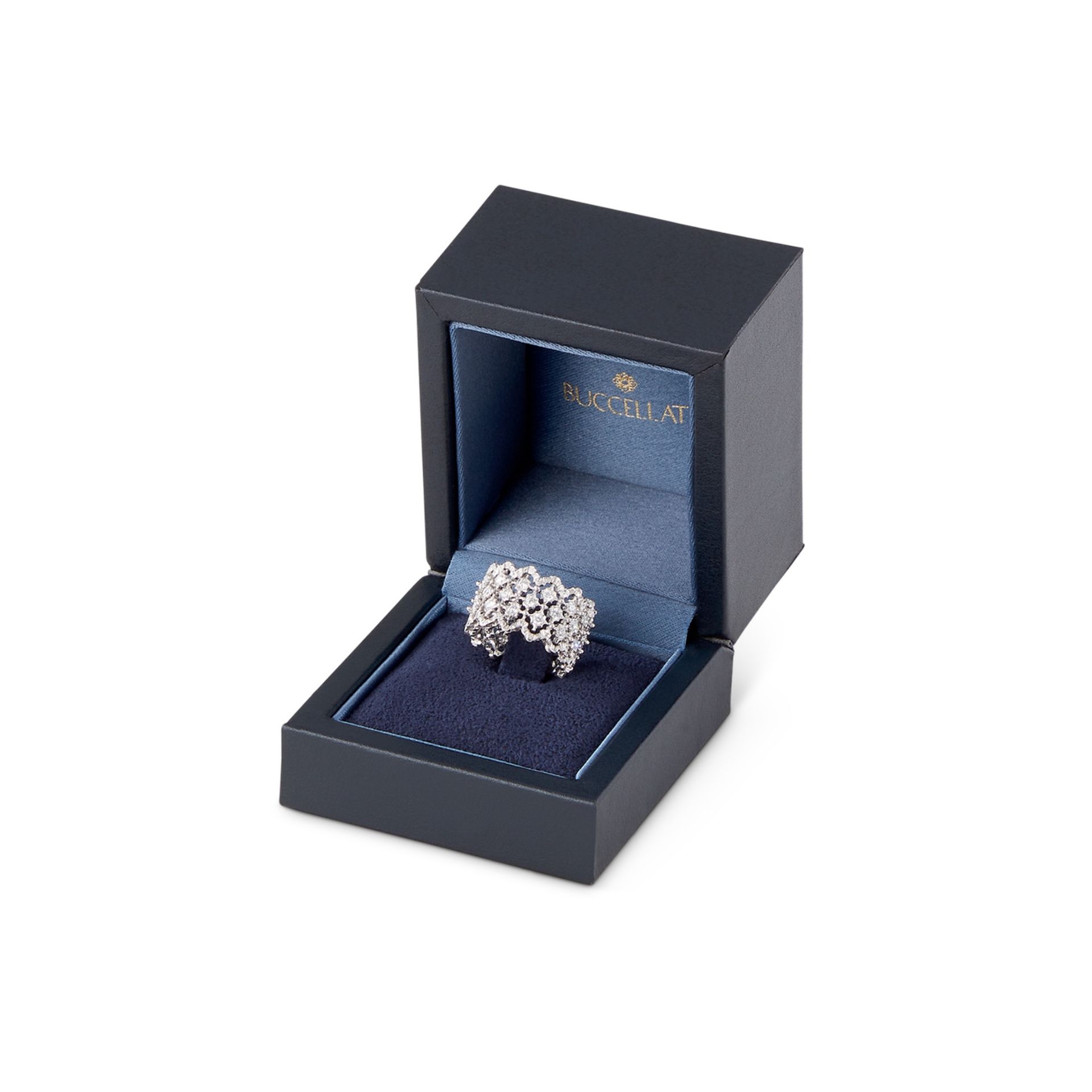 BUCCELLATI Anello Eternelle Rombi in Oro Bianco con Diamanti  JAUETE006786