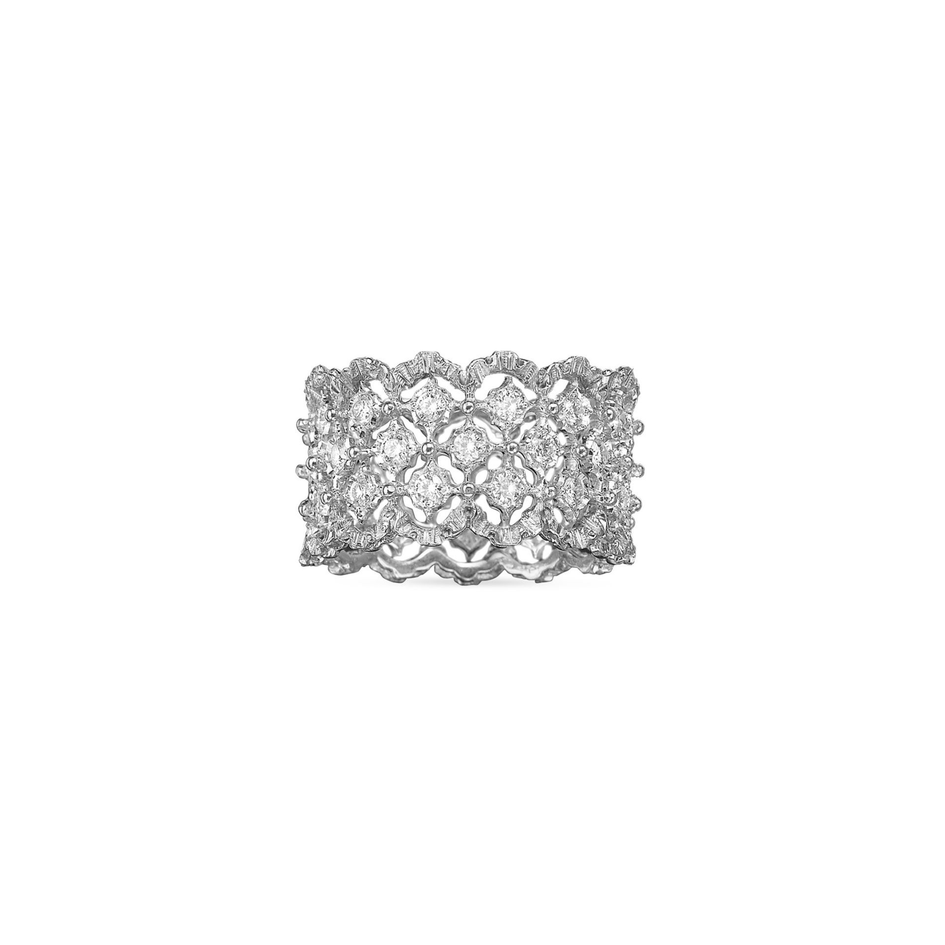 BUCCELLATI Anello Eternelle Rombi in Oro Bianco con Diamanti  JAUETE006786