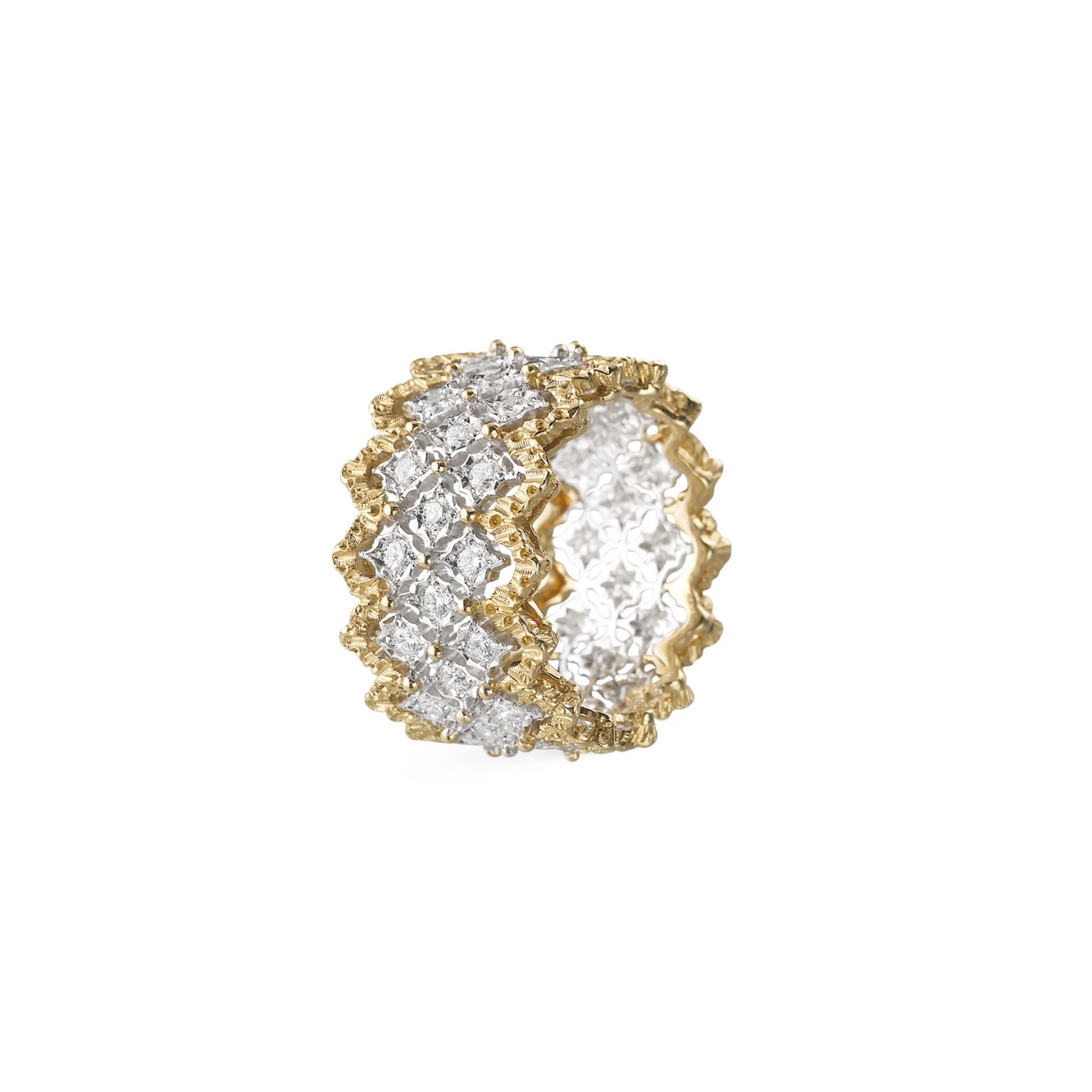 BUCCELLATI Anello Eternelle Rombi in Oro Bianco e Giallo con Diamanti Rotondi  JAUETE005788