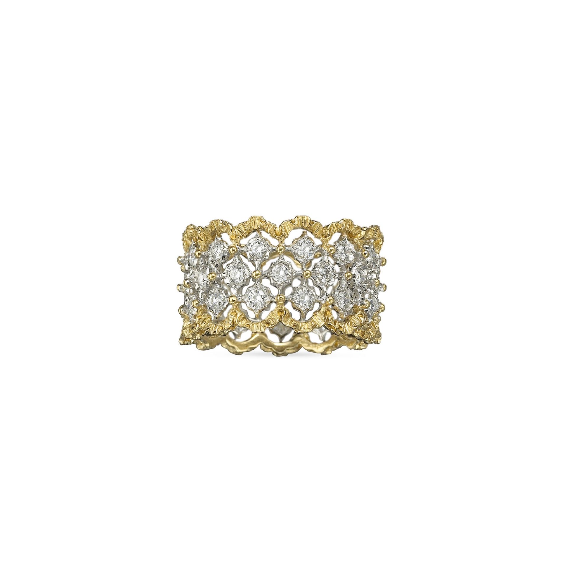 BUCCELLATI Anello Eternelle Rombi in Oro Bianco e Giallo con Diamanti Rotondi  JAUETE005788