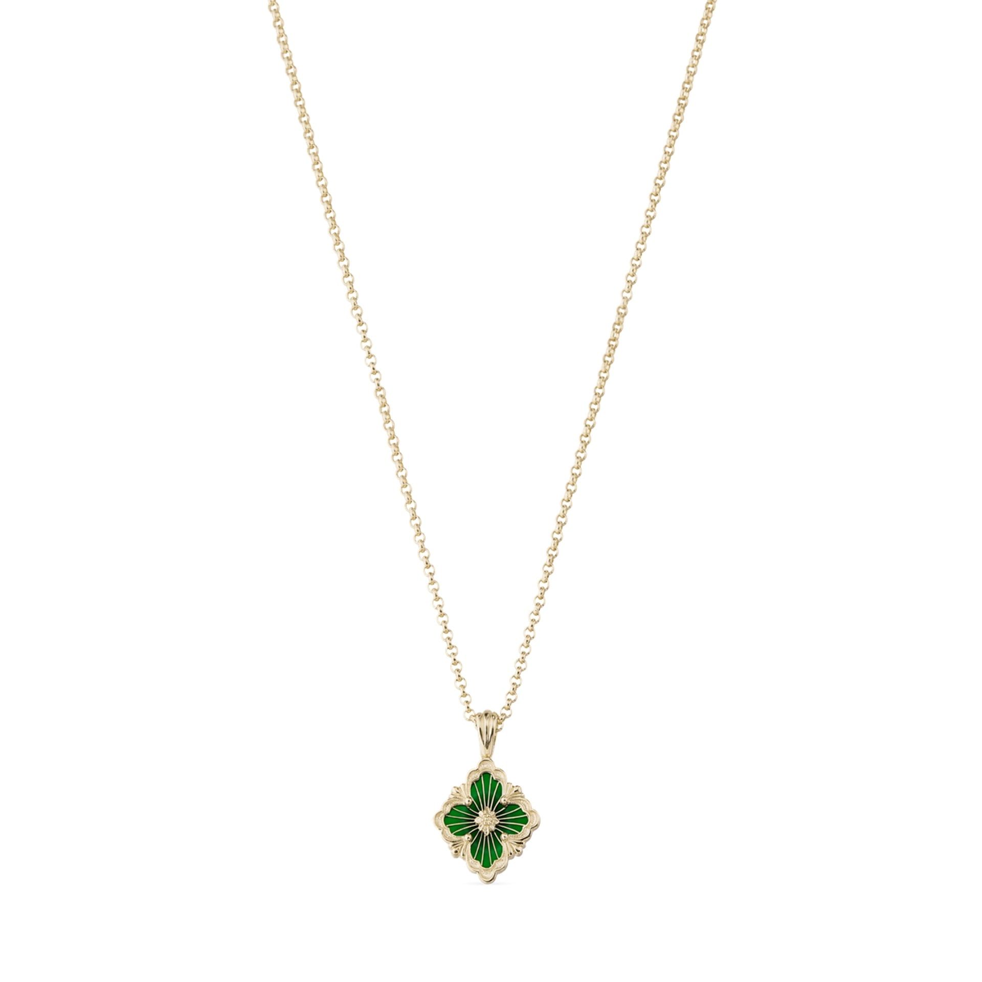 BUCCELLATI Pendente Opera Tulle Enamel in Oro Giallo e Smalto Verde  JAUPEN017821