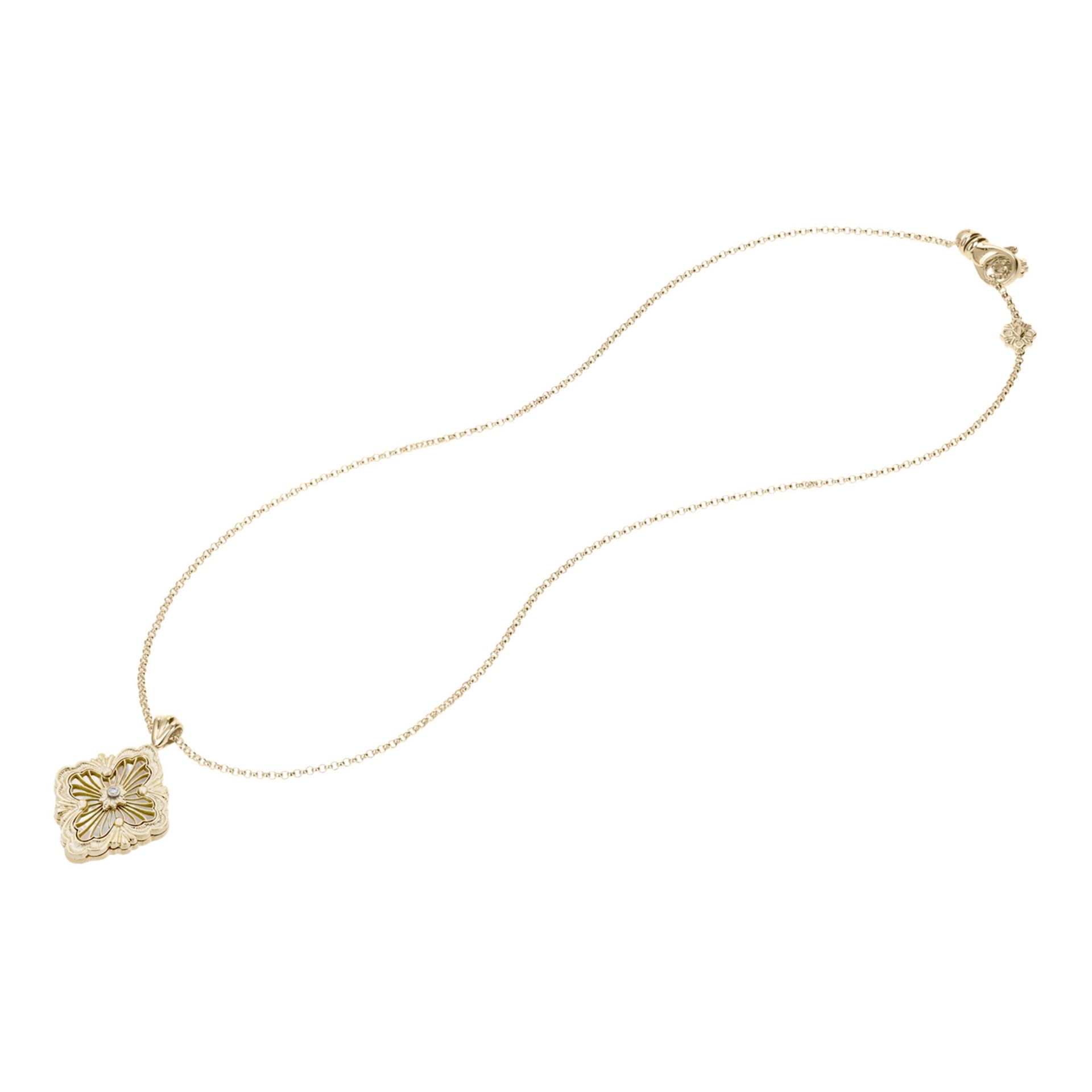 BUCCELLATI Pendente Opera Tulle Stone in Oro Giallo con Diamanti e Madre Perla  JAUPEN018006