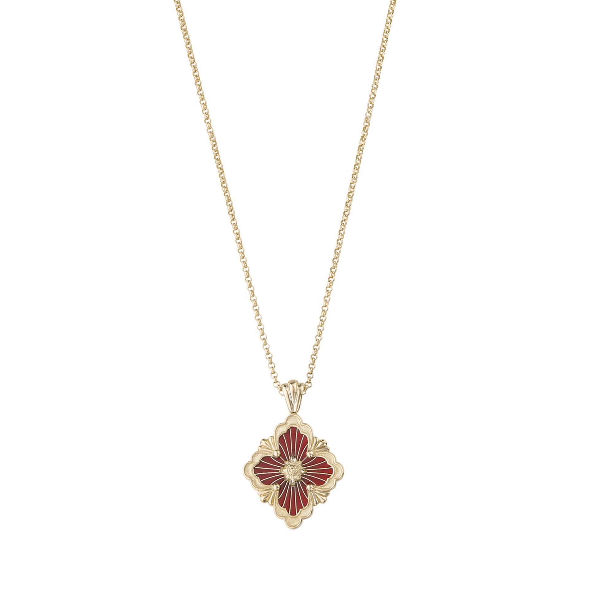 BUCCELLATI Pendente Opera Tulle Enamel in Oro Giallo e Smalto Rosso  JAUPEN014933