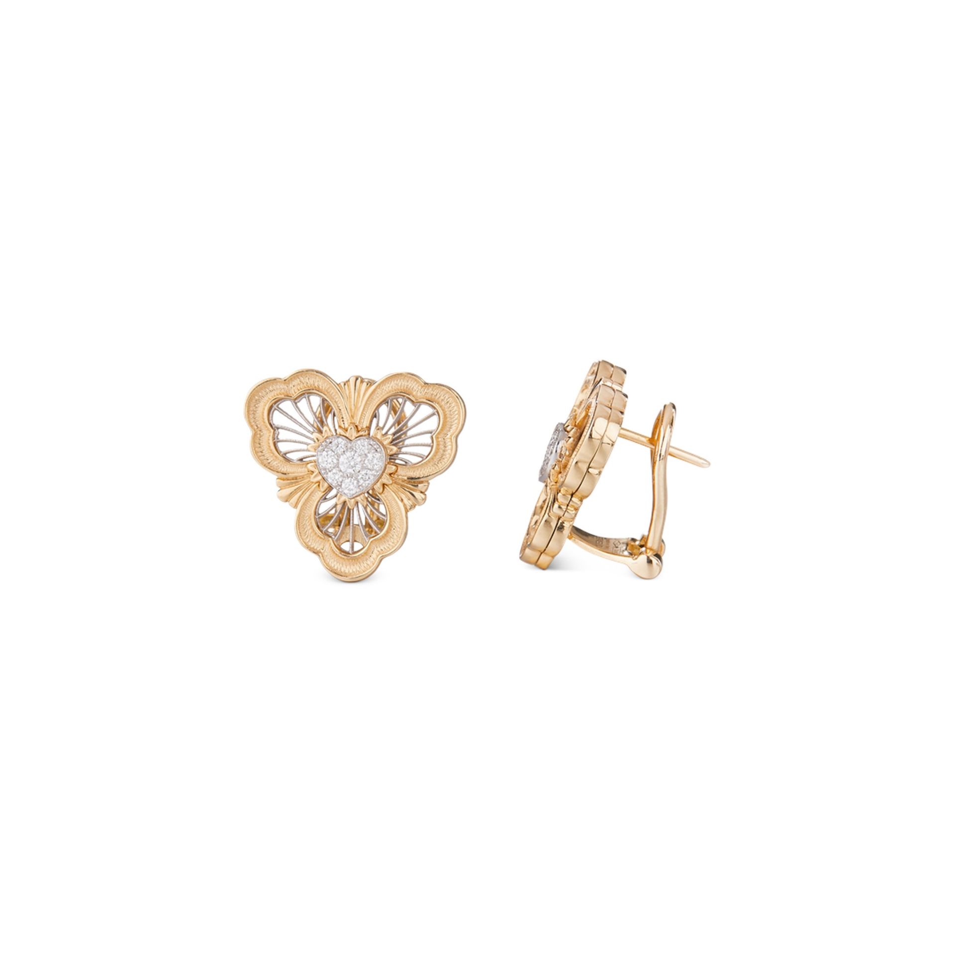 BUCCELLATI Orecchini Opera Tulle in Oro Giallo e Bianco con Diamanti  JAUEAR023703