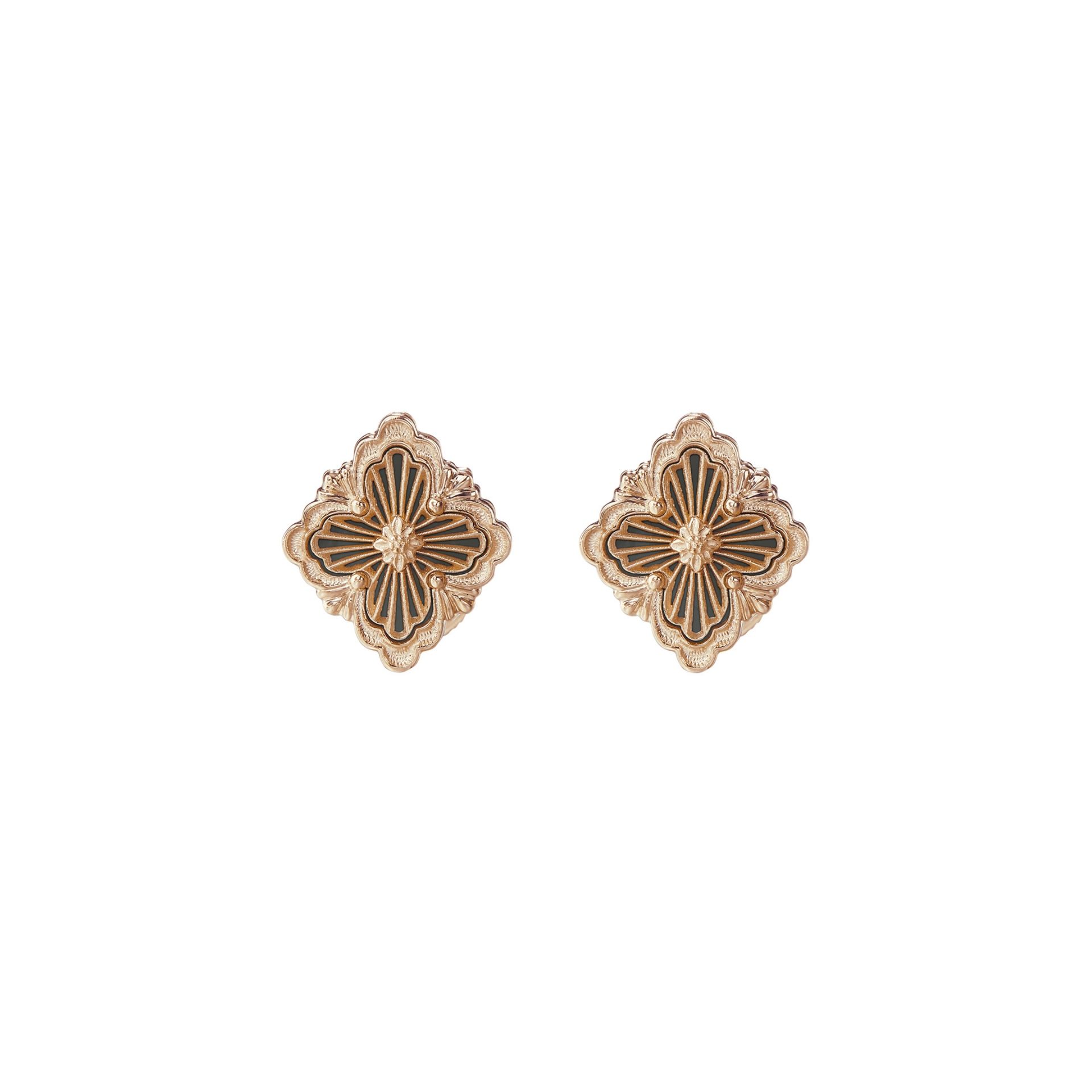 BUCCELLATI Orecchini a Bottone Opera Tulle Stone in Oro Rosa con Onice  JAUEAR017809