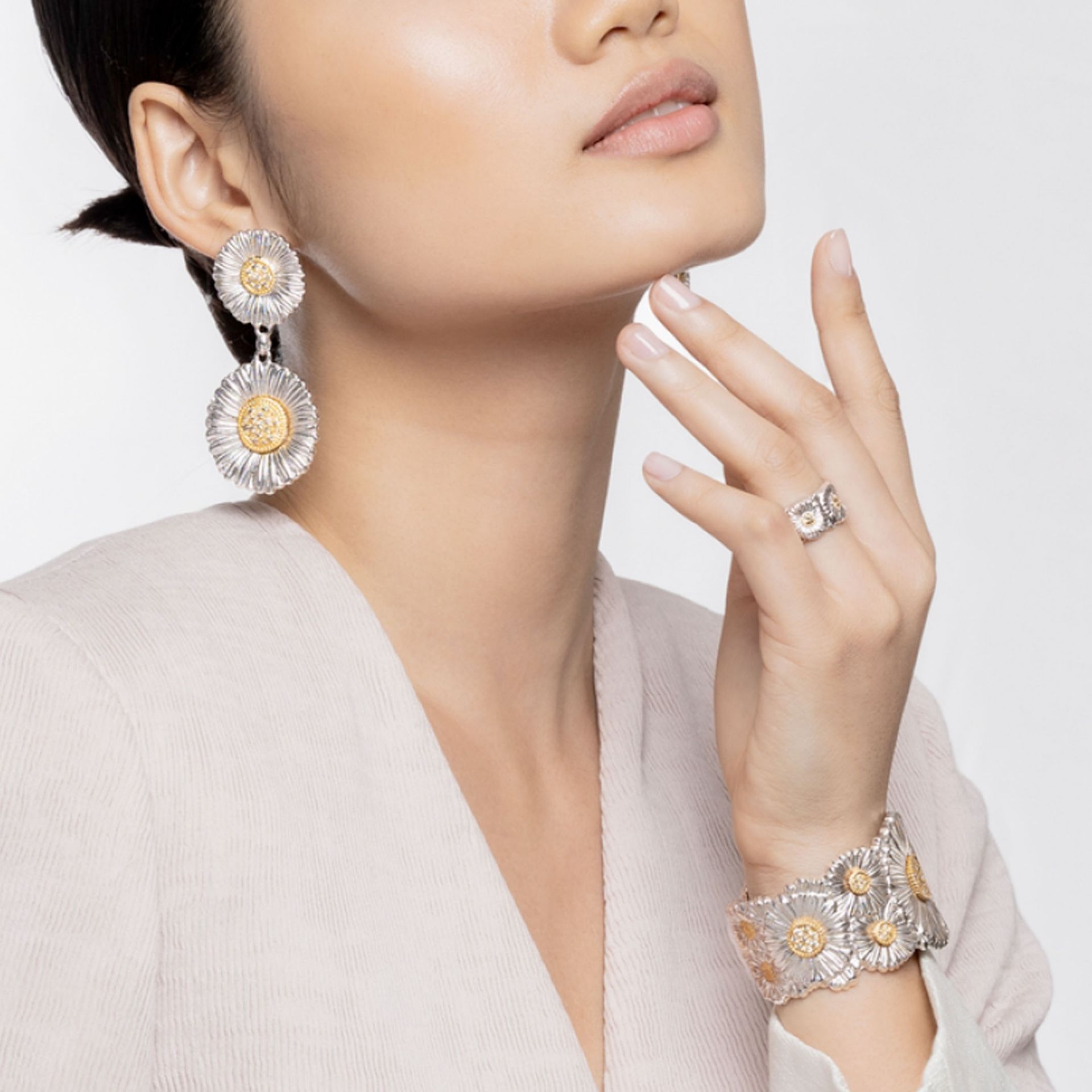 BUCCELLATI Anello Eternelle Blossoms Diamonds Margherita in Argento  JAGETE023603