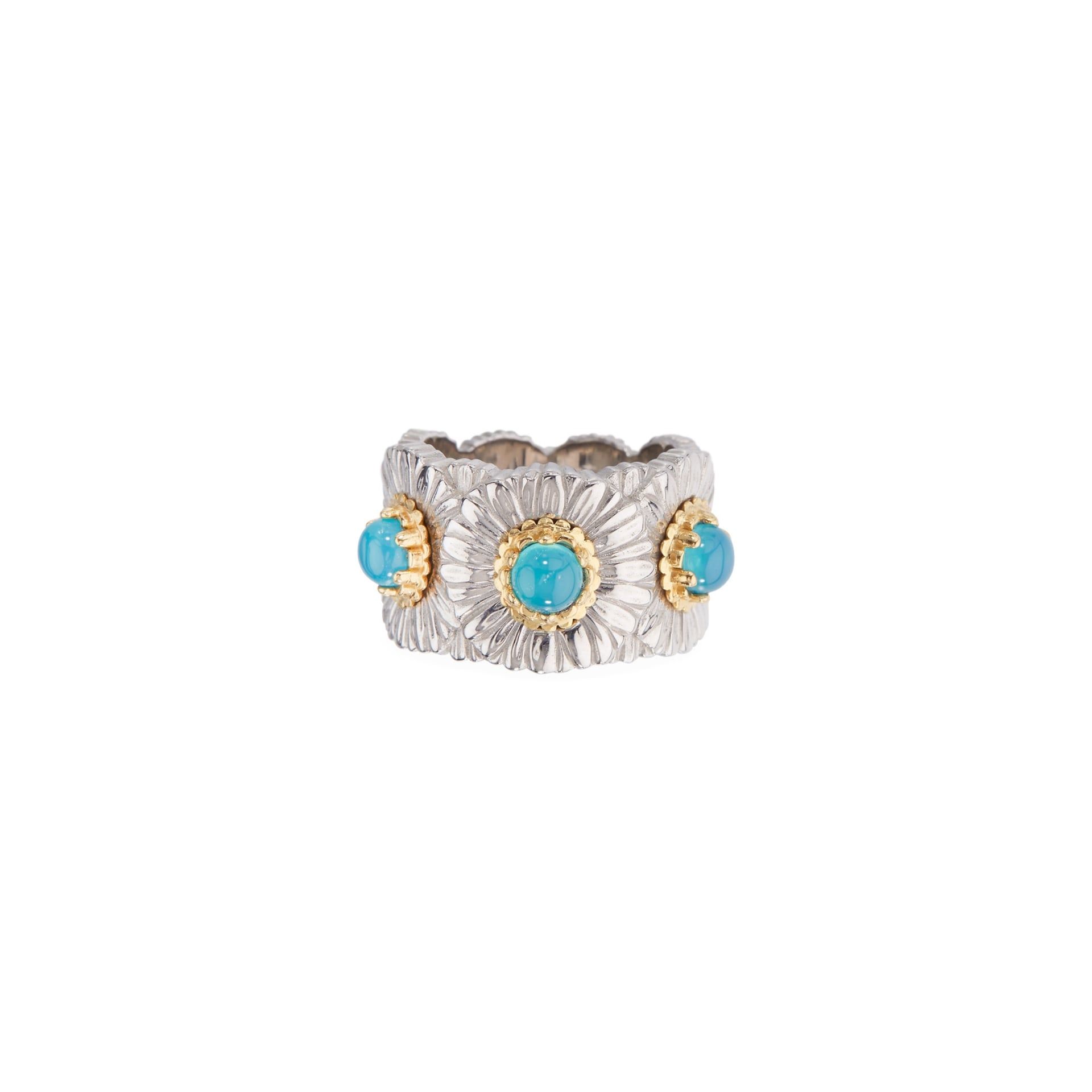 Buccellati Anello Eternelle Blossoms Color in Argento con Agata Azzurra  JAGETE023608