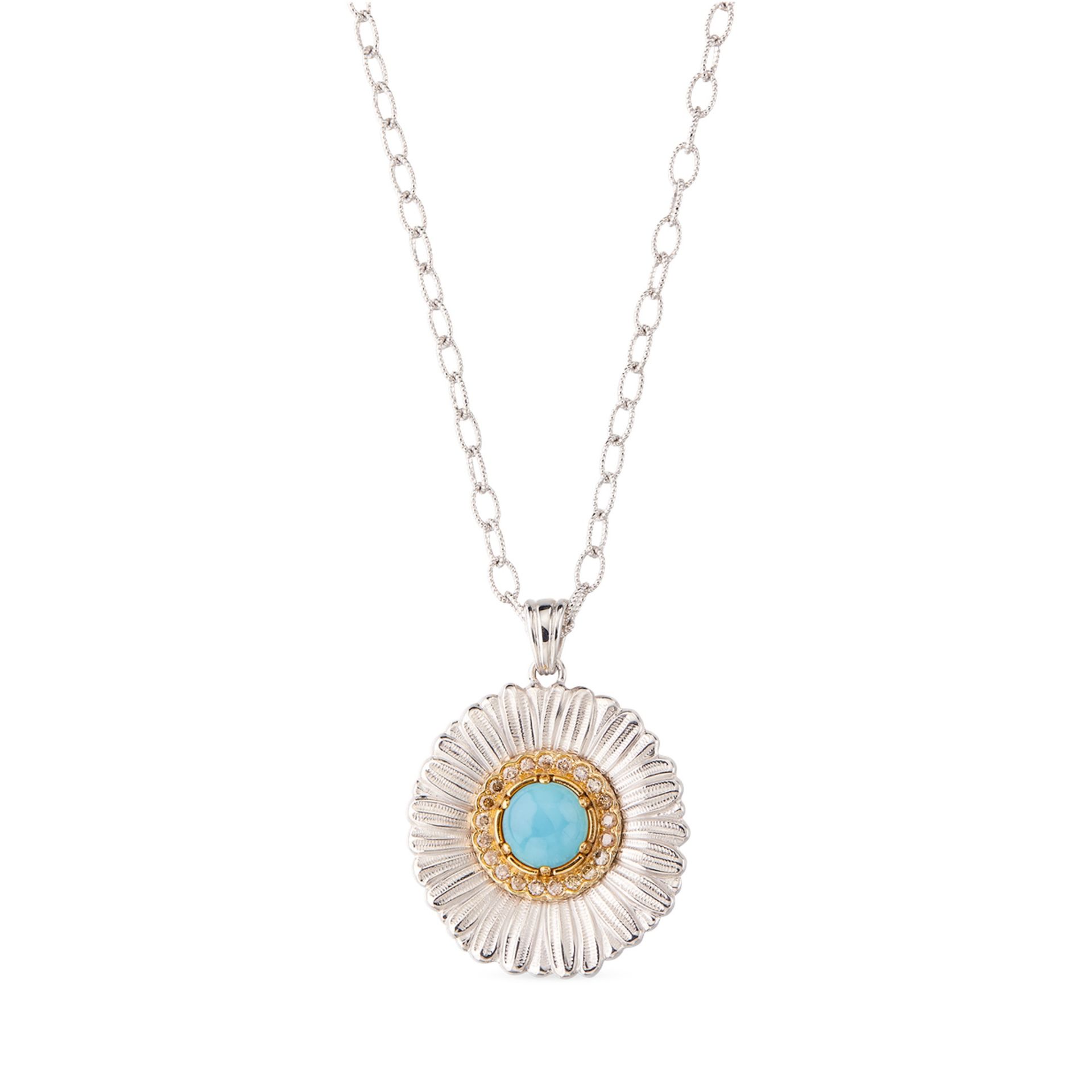 BUCCELLATI Pendente Blossoms Color in Argento con Diamanti e Agata Azzurra  JAGPEN023628