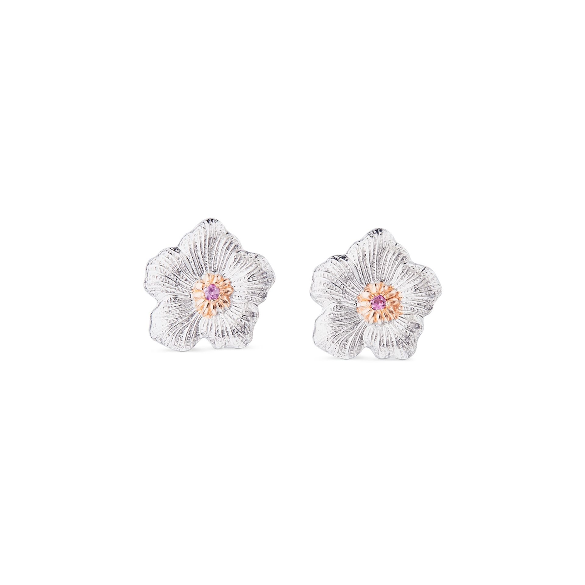 BUCCELLATI Orecchini a Bottone Blossoms Sapphires in Argento con Zaffiri  JAGEAR023569
