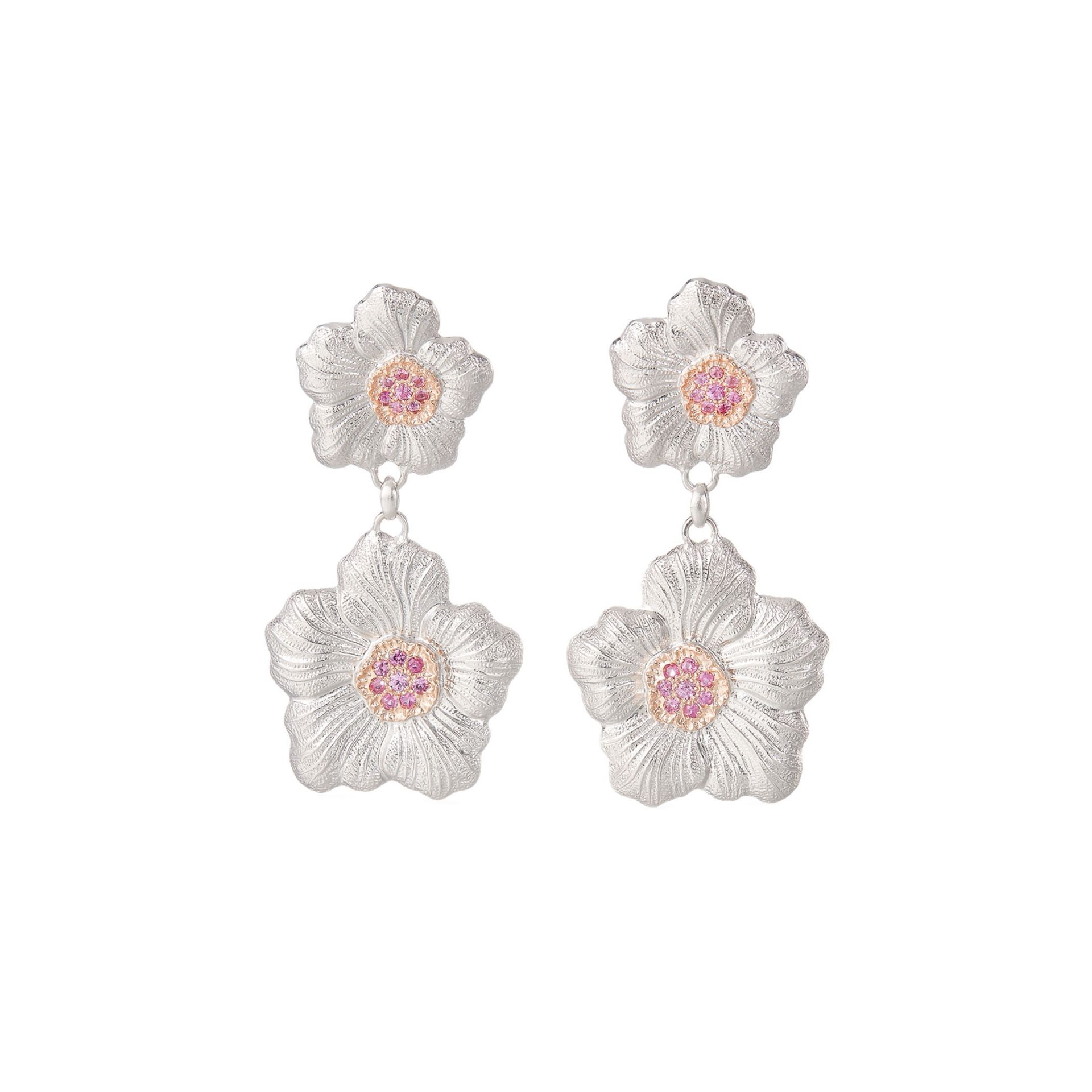 BUCCELLATI Orecchini Pendenti Blossoms Sapphires in Argento con Zaffiri  JAGEAR023568