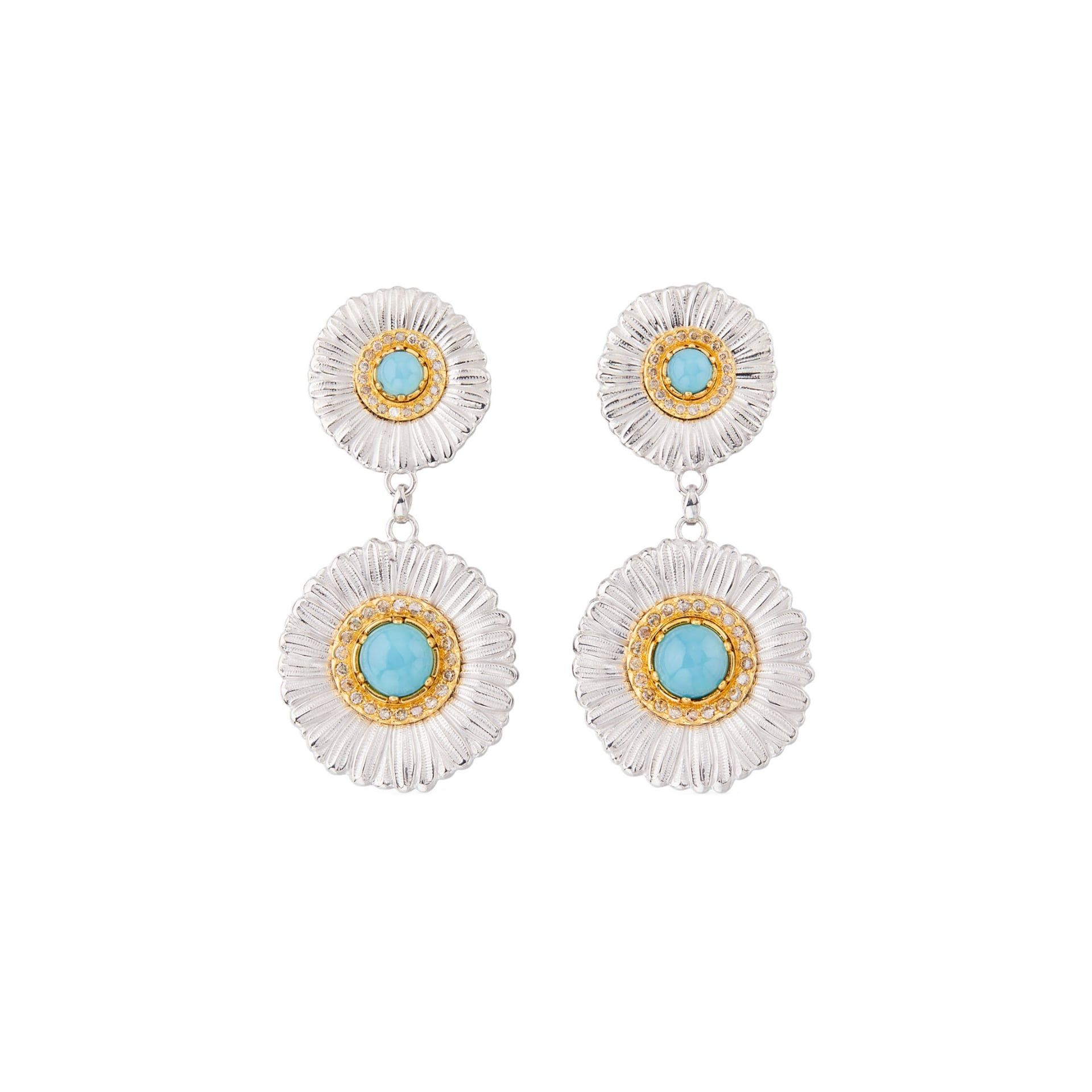 BUCCELLATI Orecchini Blossoms Color in Argento con Diamanti e Agata Azzurra  JAGEAR023592
