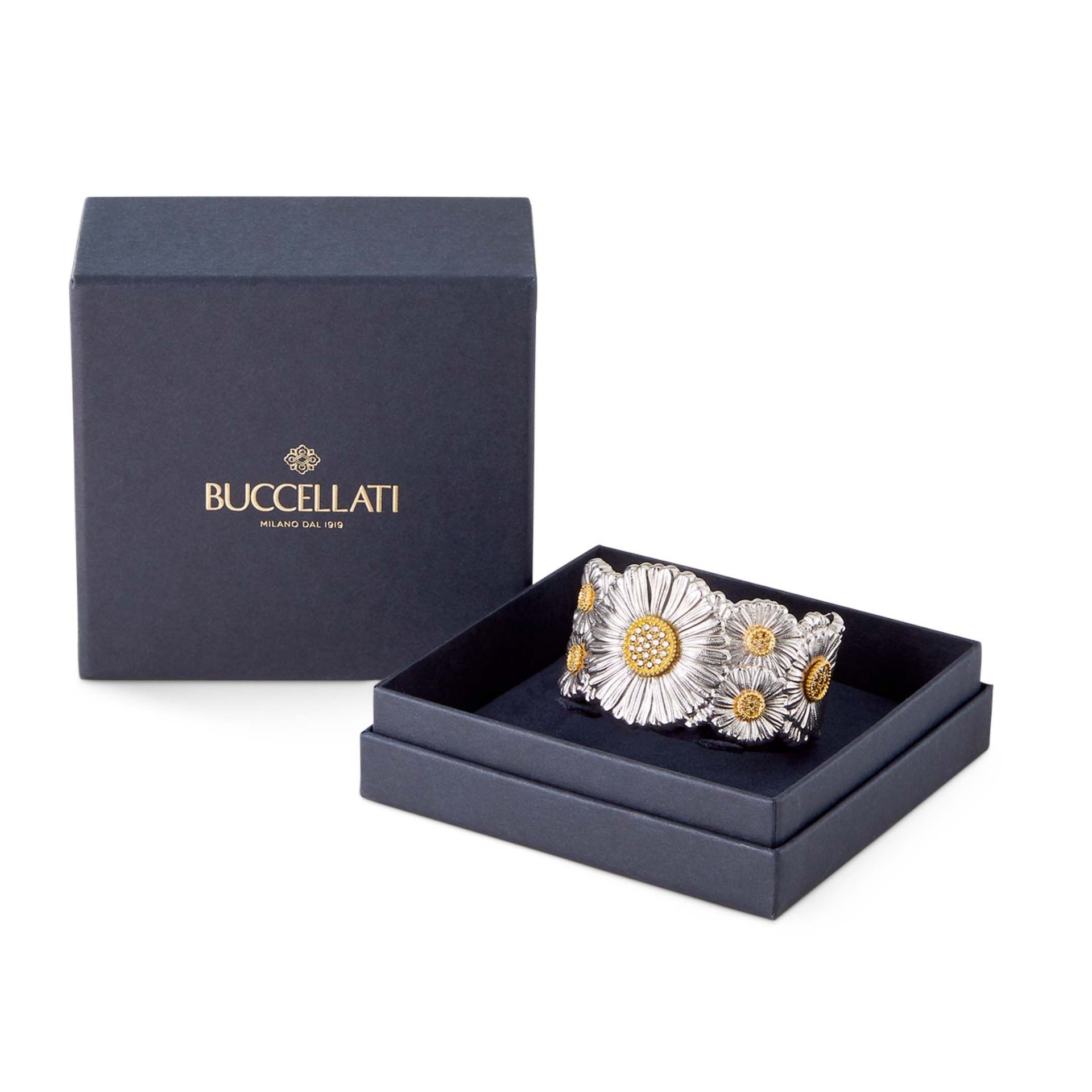 BUCCELLATI Bracciale a Fascia Blossoms Diamonds Margherita in Argento con Diamanti  JAGBRA023522