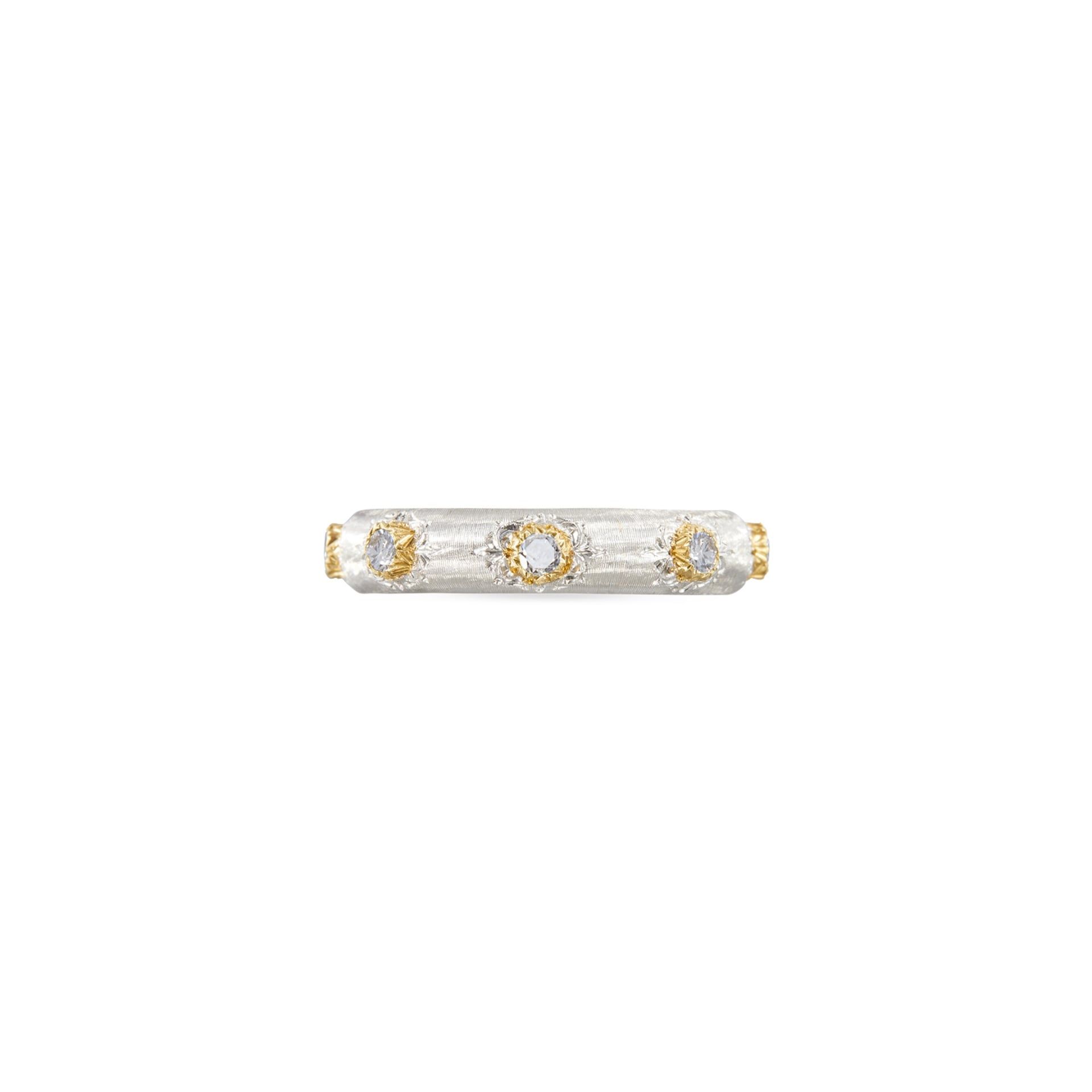BUCCELLATI Anello Eternelle Macri Positano in Oro Bianco e Giallo con Diamanti  JAUETE012421