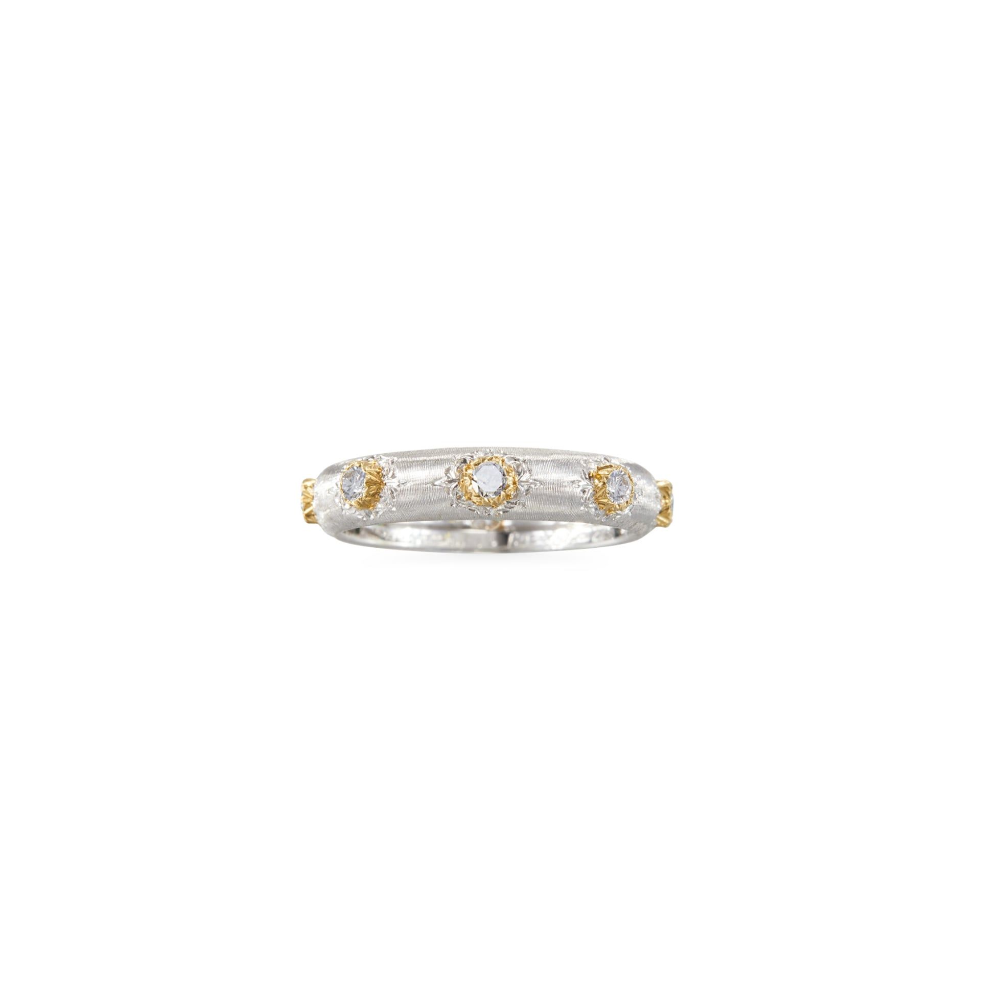BUCCELLATI Anello Eternelle Macri Positano in Oro Bianco e Giallo con Diamanti  JAUETE012421