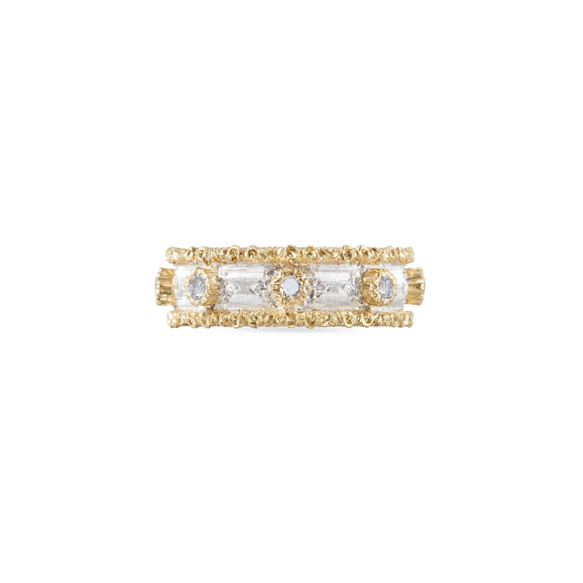 BUCCELLATI Anello Eternelle Macri Capri in Oro Bianco e Giallo con Diamanti  JAUETE005386