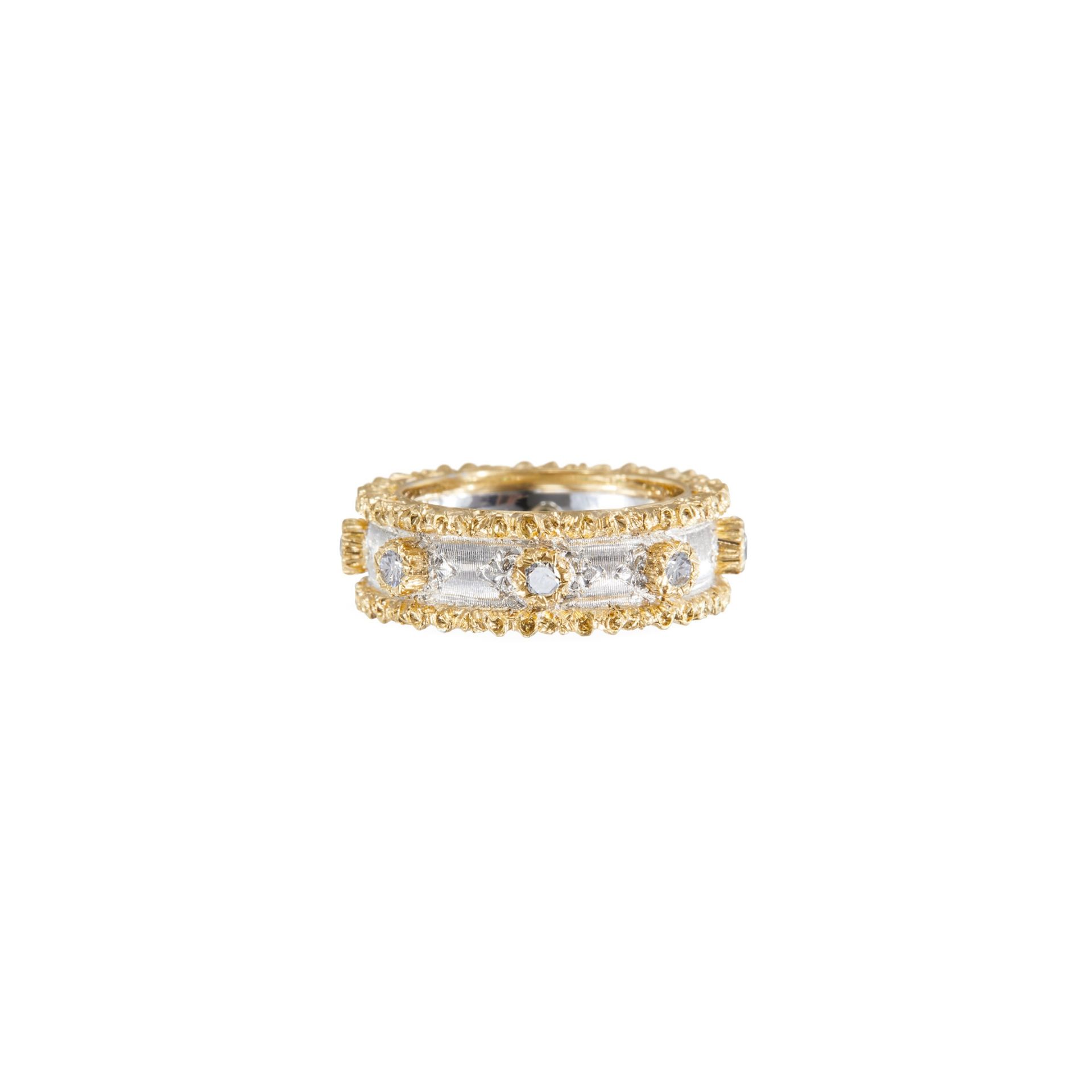 BUCCELLATI Anello Eternelle Macri Capri in Oro Bianco e Giallo con Diamanti  JAUETE005386