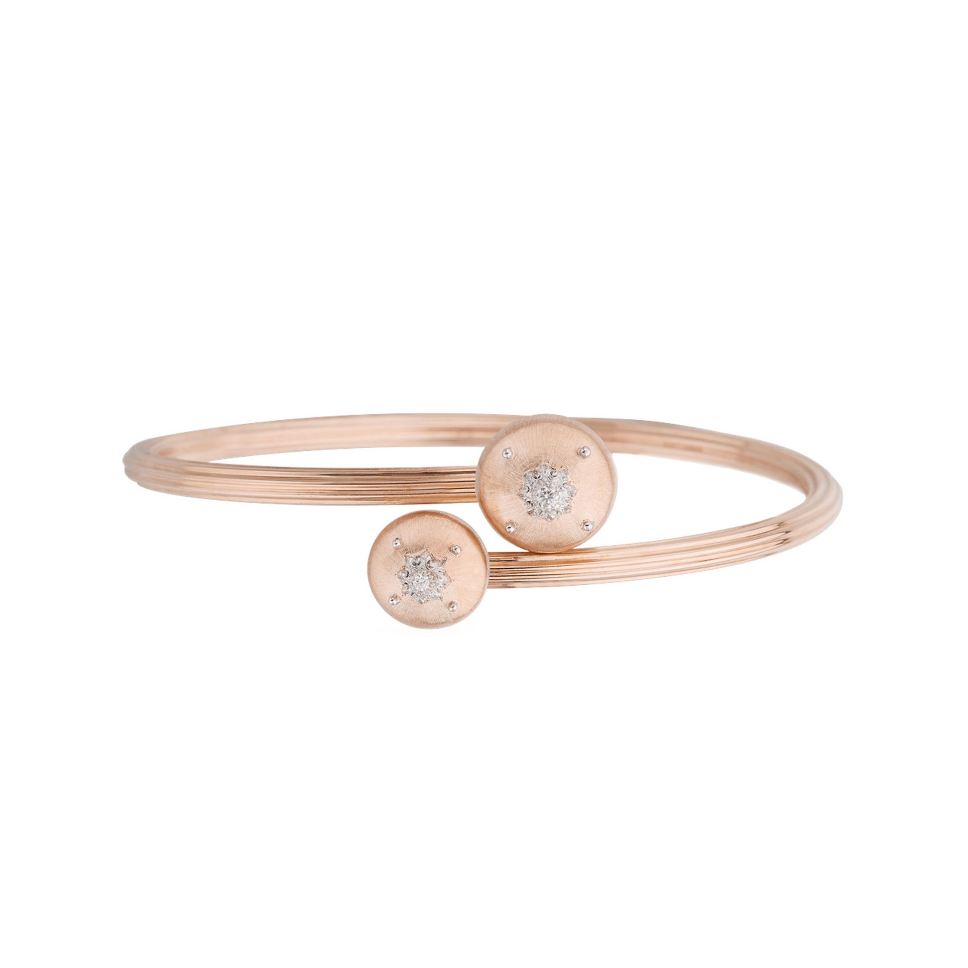 BUCCELLATI Bracciale Macri Classica in Oro Rosa e Bianco con Diamanti Rotondi  JAUBRA014969