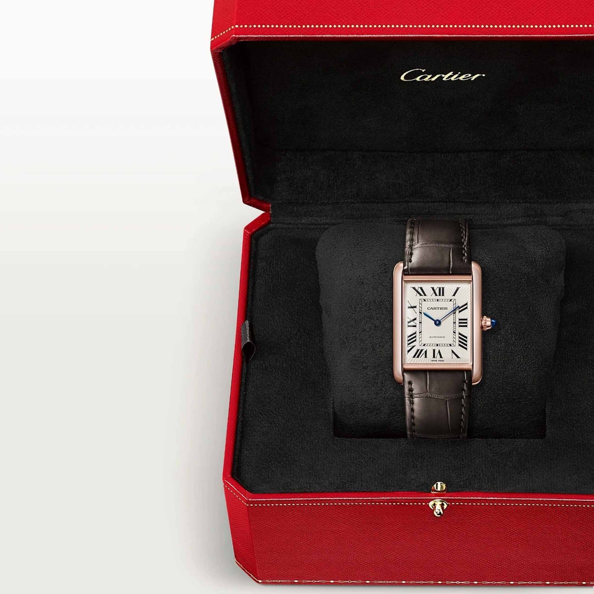 CARTIER Tank Louis Cartier Modello Grande, Oro Rosa, Pelle 38,1 X 27,75 MM WGTA0346