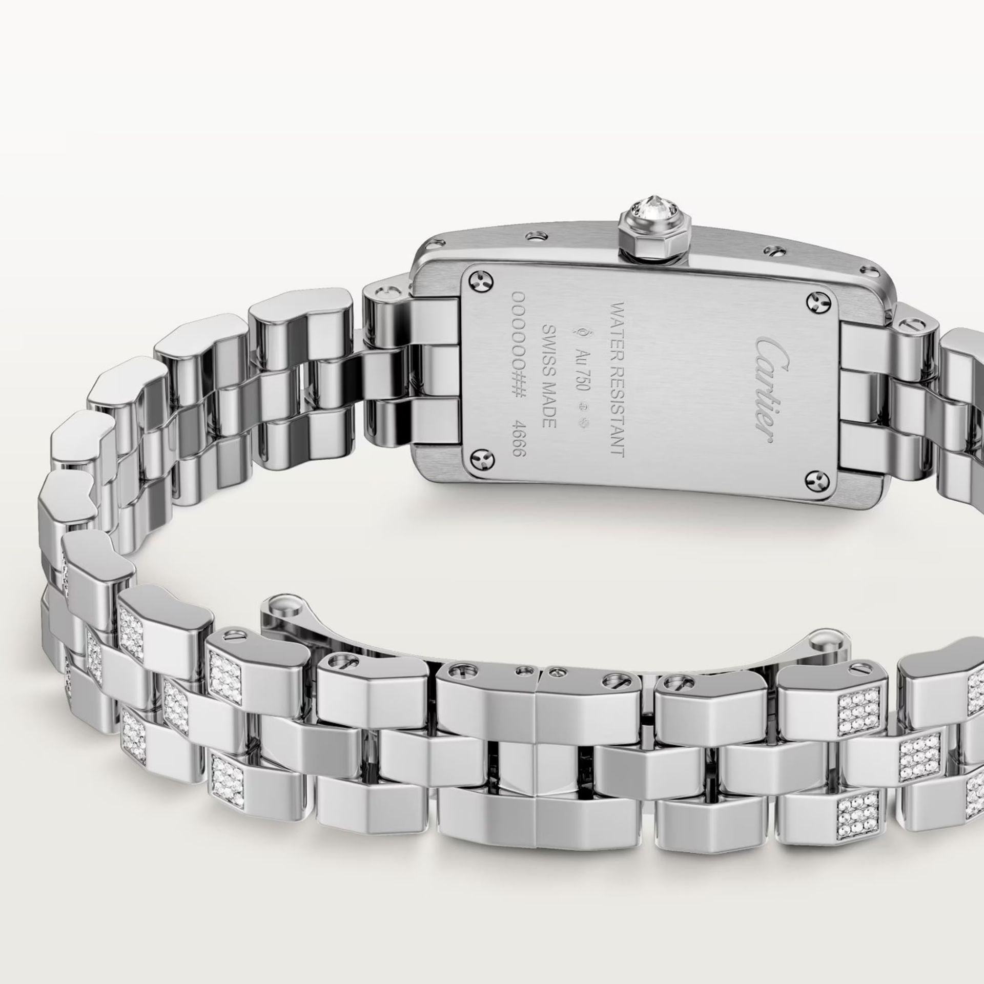 CARTIER Tank Américaine Modello Piccolo, Oro Bianco, Diamanti 35.4 X 19.4 MM WJTA0068