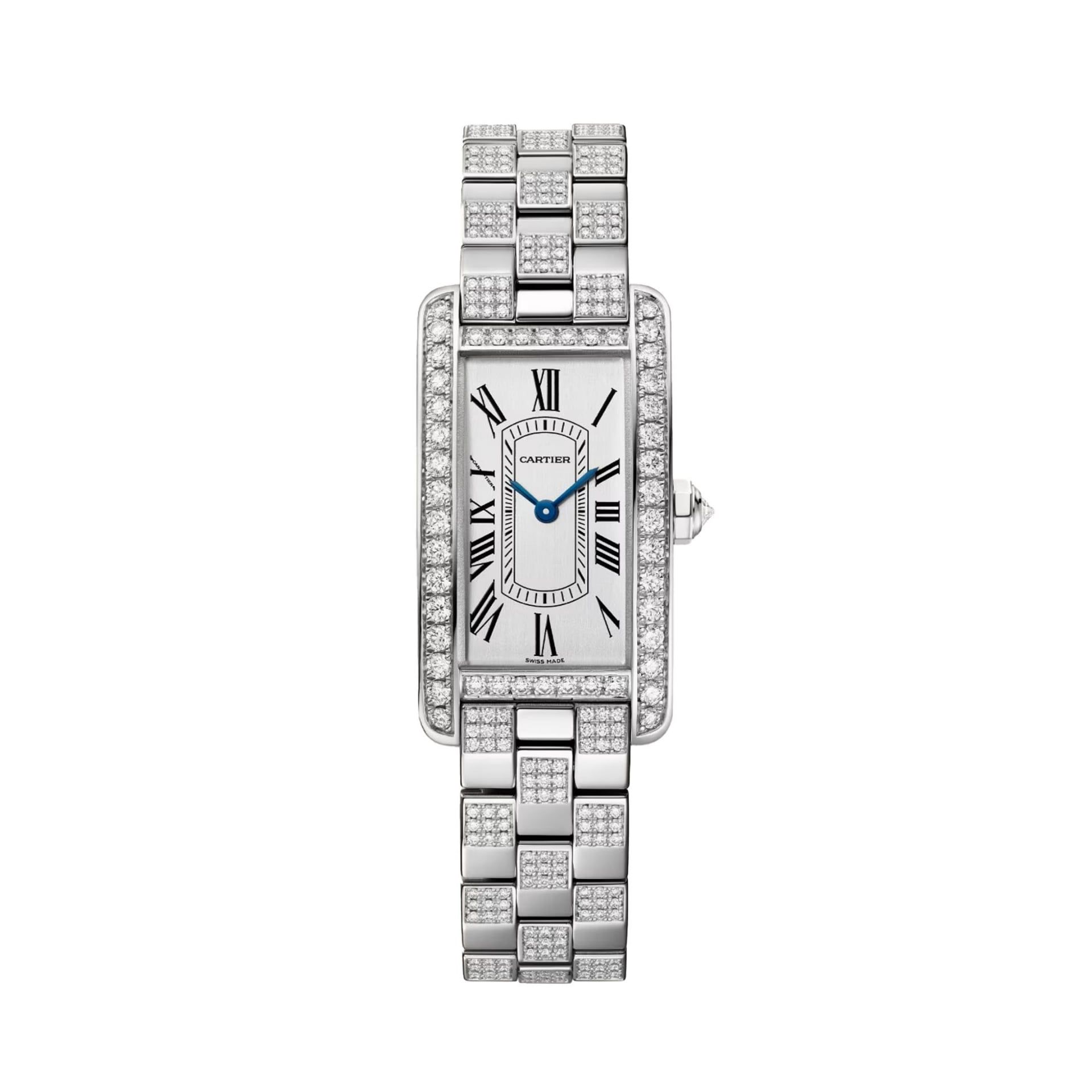 CARTIER Tank Américaine Modello Piccolo, Oro Bianco, Diamanti 35.4 X 19.4 MM WJTA0068