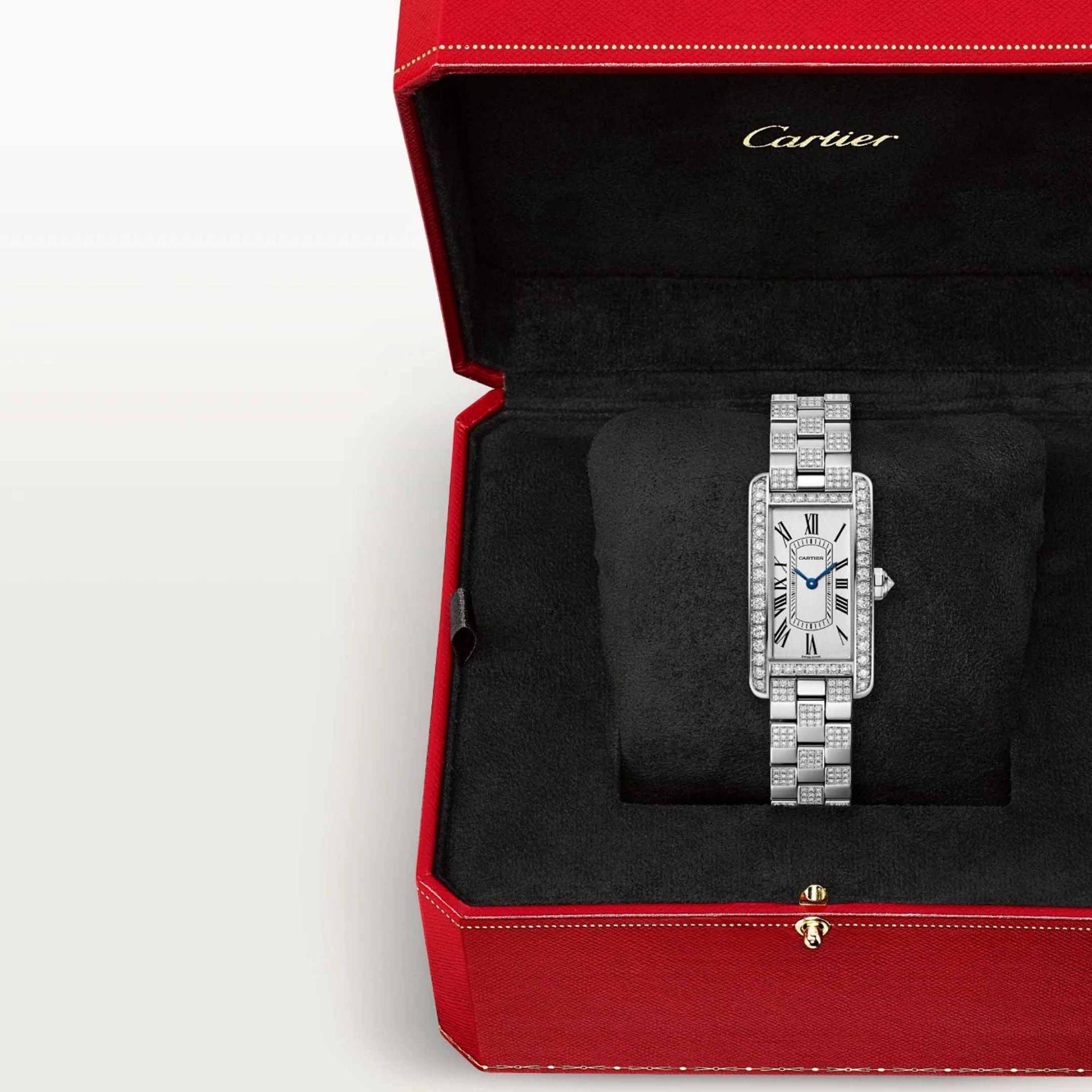 CARTIER Tank Américaine Modello Piccolo, Oro Bianco, Diamanti 35.4 X 19.4 MM WJTA0068