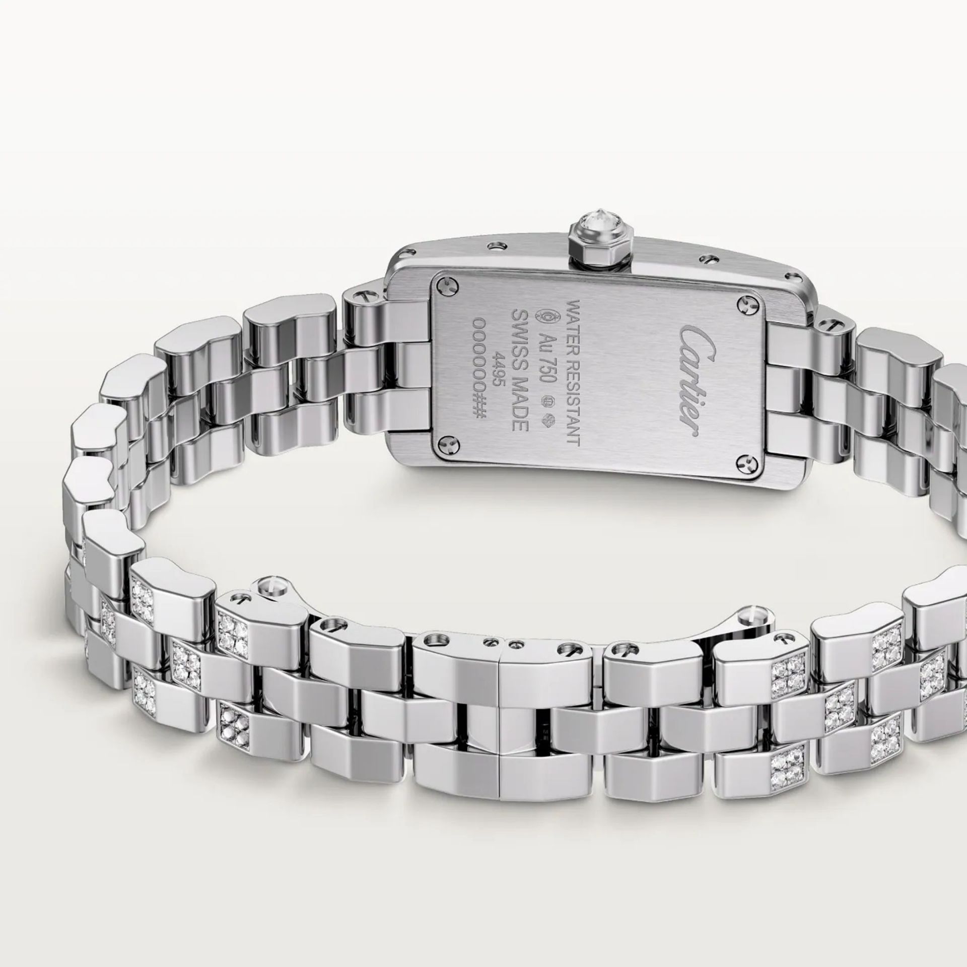CARTIER Tank Américaine Modello Mini, Oro Bianco, Diamanti 28 x 15,2 MM WJTA0067