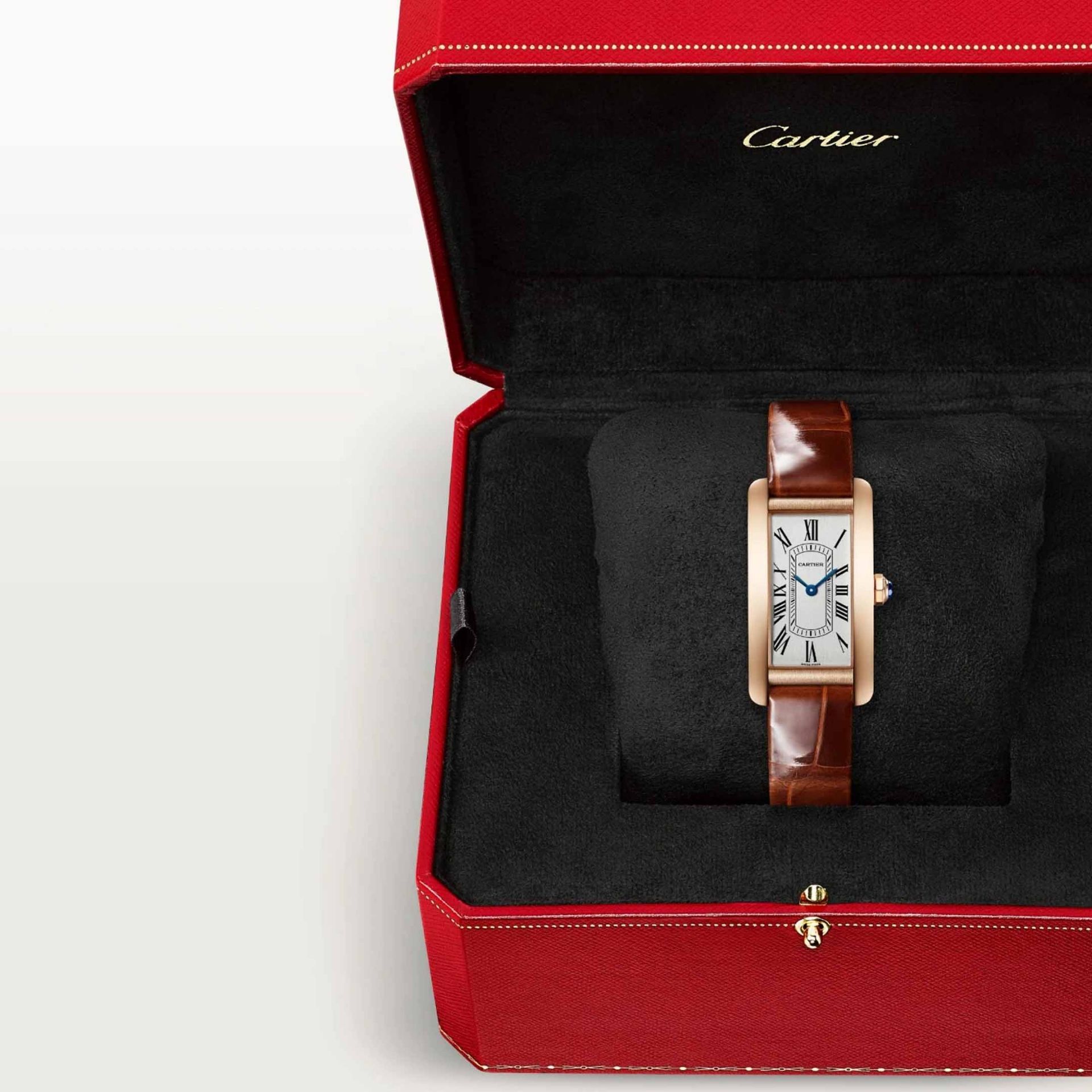 CARTIER Tank Américaine Modello Piccolo, Oro Rosa, Pelle 35.4 X 19.4 MM WGTA0340