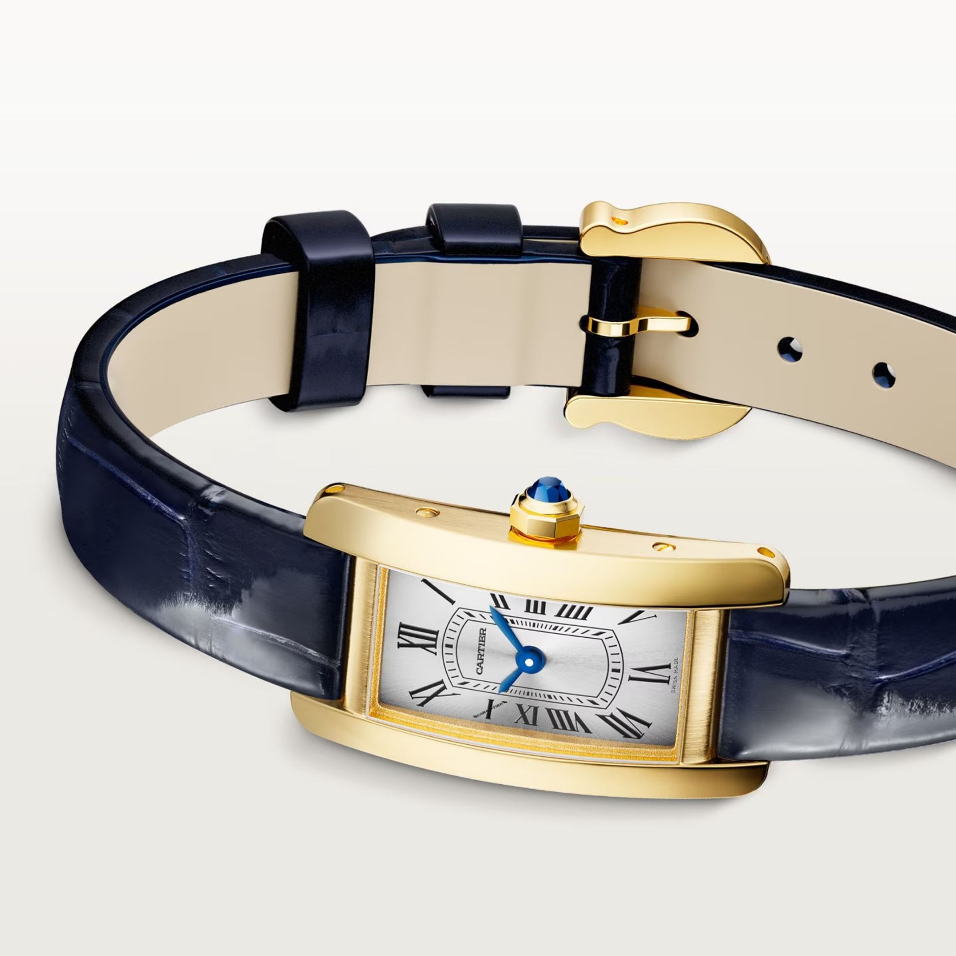 CARTIER Tank Américaine Modello Mini, Oro Giallo, Pelle 28 x 15.2 MM WGTA0353