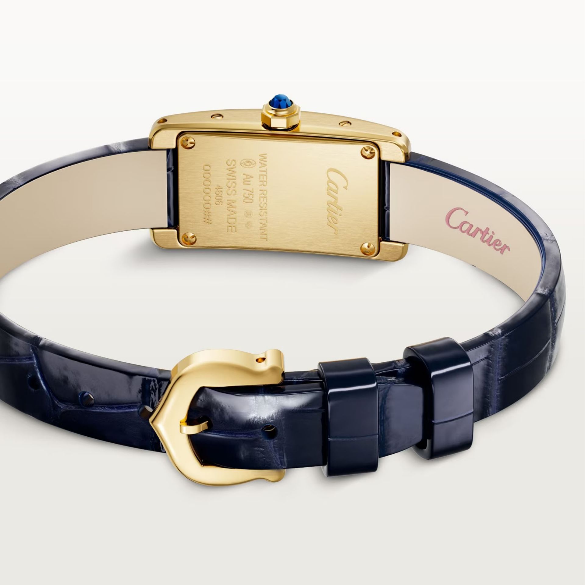 CARTIER Tank Américaine Modello Mini, Oro Giallo, Pelle 28 x 15.2 MM WGTA0353
