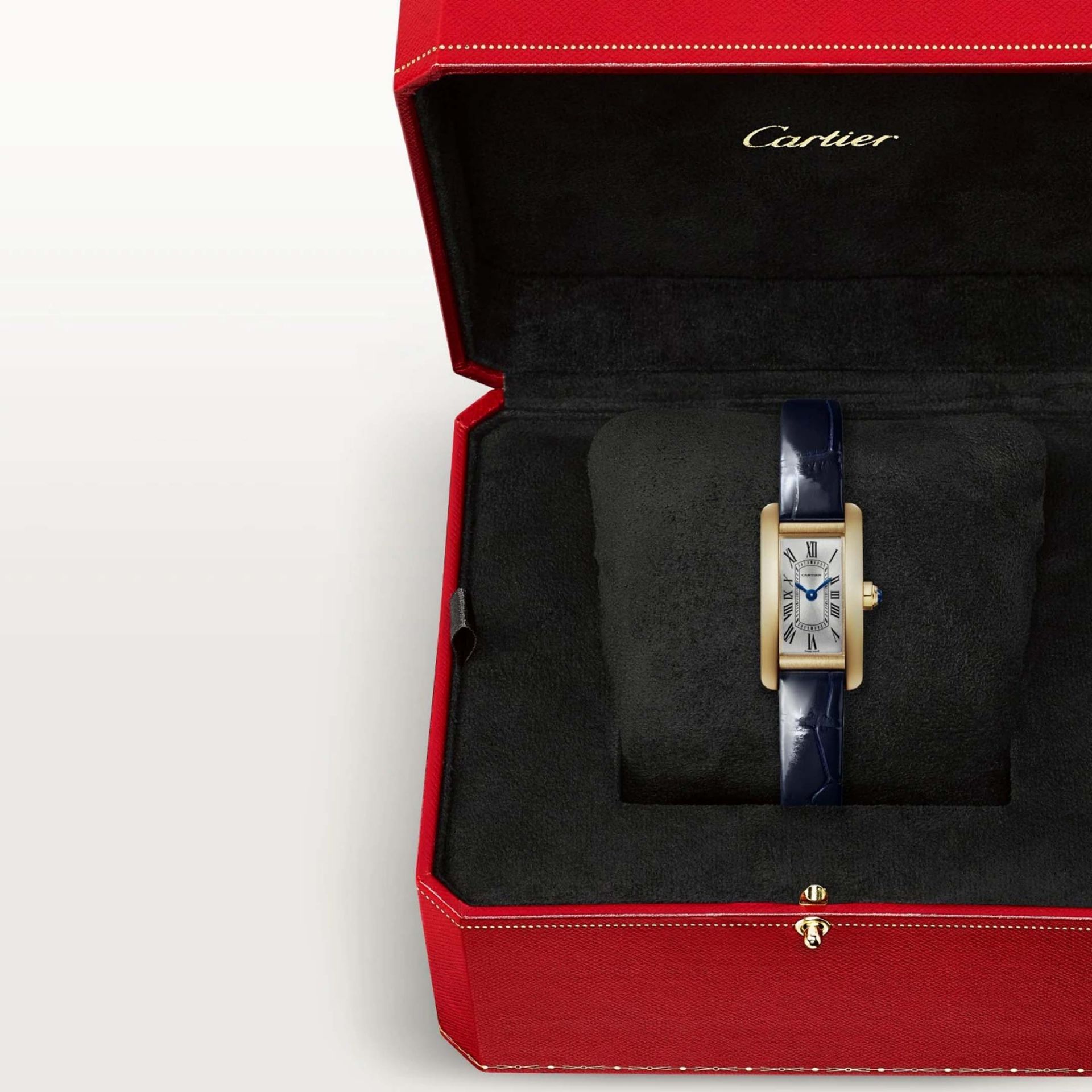 CARTIER Tank Américaine Modello Mini, Oro Giallo, Pelle 28 x 15.2 MM WGTA0353