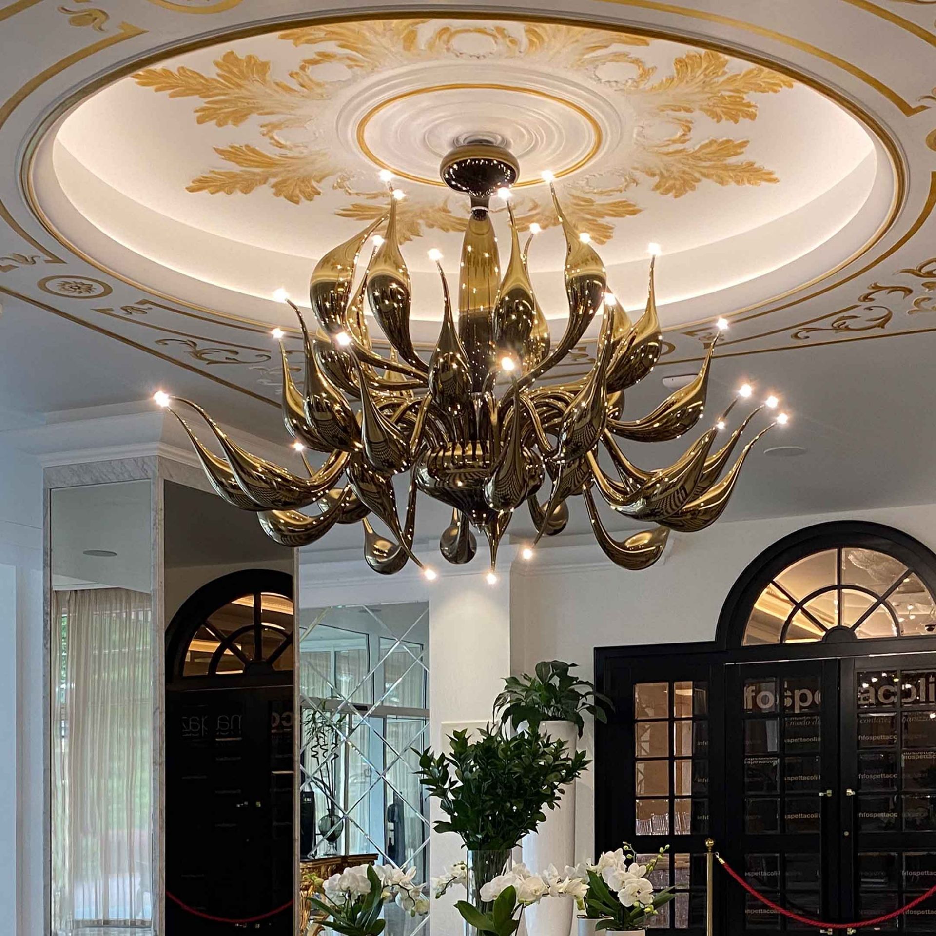 Fabio Fornasier Lampadario Moderno LU Murano Oro H 170/180 CM - Ø 200/220 CM LU-1 GOLD
