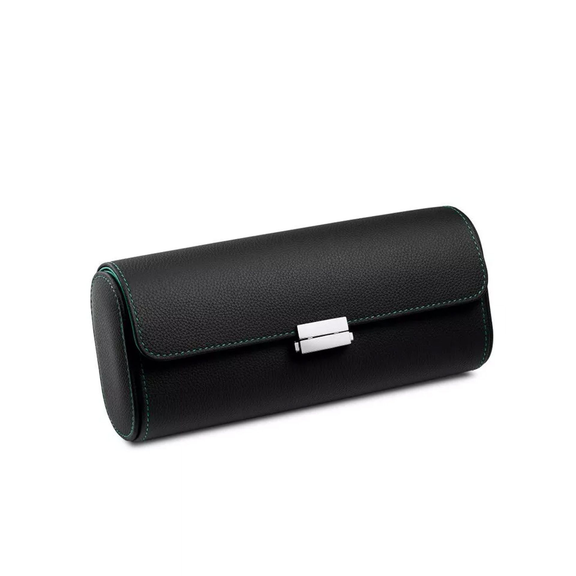 SCATOLA DEL TEMPO Pochette Da Viaggio Pelle Grana Dollaro Nero/Blu Tiffany  Pochette