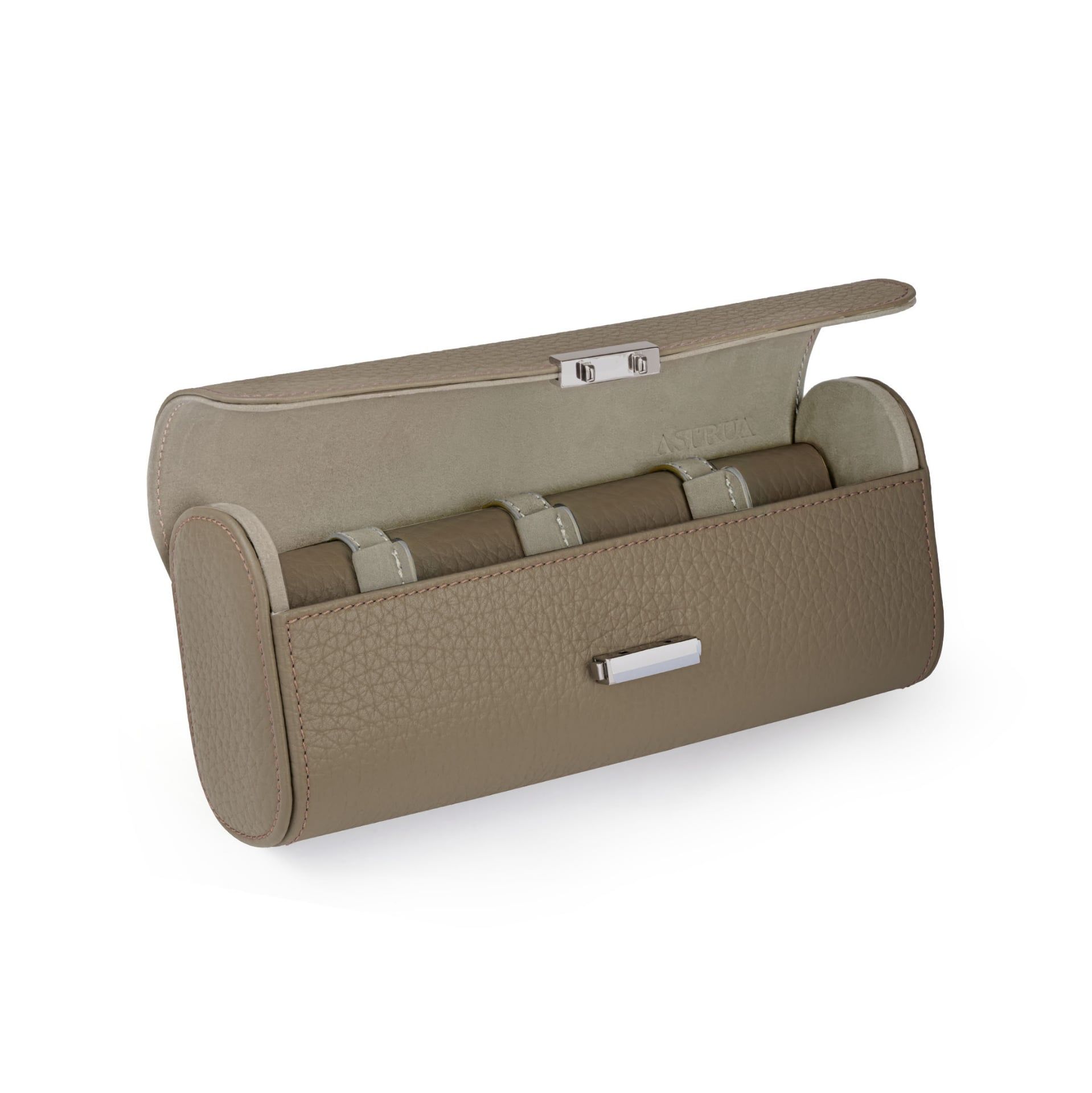 SCATOLA DEL TEMPO Pochette Da Viaggio Pelle Grana Dollaro/Nabuk Taupe Int. Beige Edizione Astrua  POCHETTE4