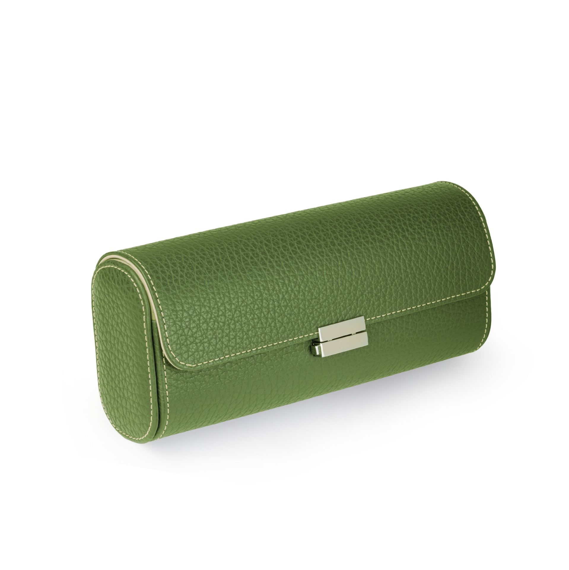 Scatola Del Tempo Pochette Da Viaggio Pelle Grana Dollaro/Nabuk Kiwi Int. Beige Edizione Astrua  POCHETTE4