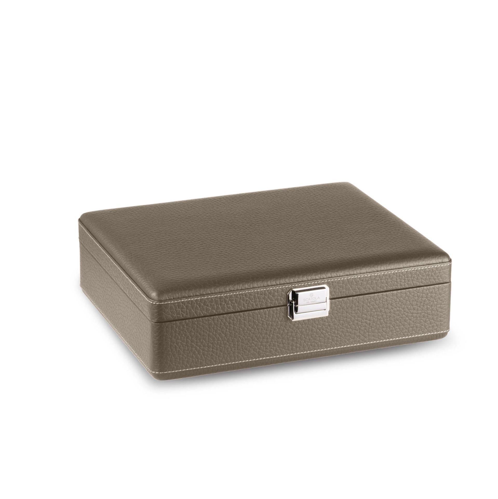 SCATOLA DEL TEMPO Valigetta 8 Posti Pelle Grana Dollaro/Nabuk Taupe Int. Beige Edizione Astrua  VALIGETTA8