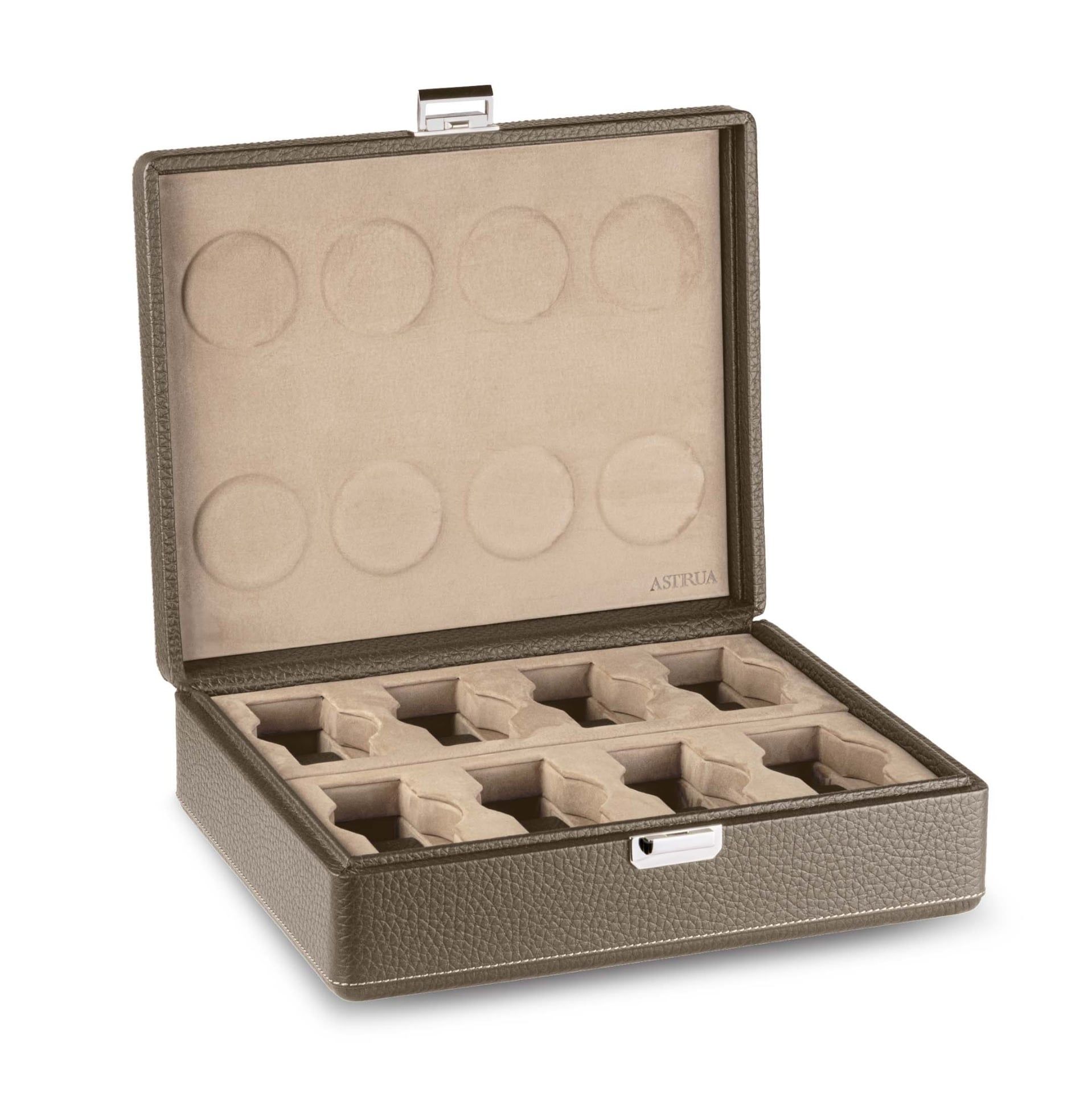 SCATOLA DEL TEMPO Valigetta 8 Posti Pelle Grana Dollaro/Nabuk Taupe Int. Beige Edizione Astrua  VALIGETTA8